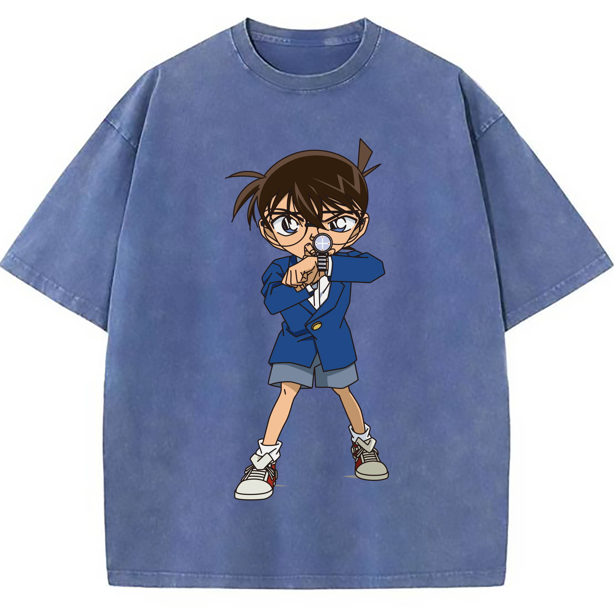 （画像用） 名探偵コナン 江戸川 コナン Detective Conan Conan Edogawa 綿100% ヴィンテージ風 半袖Tシャツ（フロントプリント）