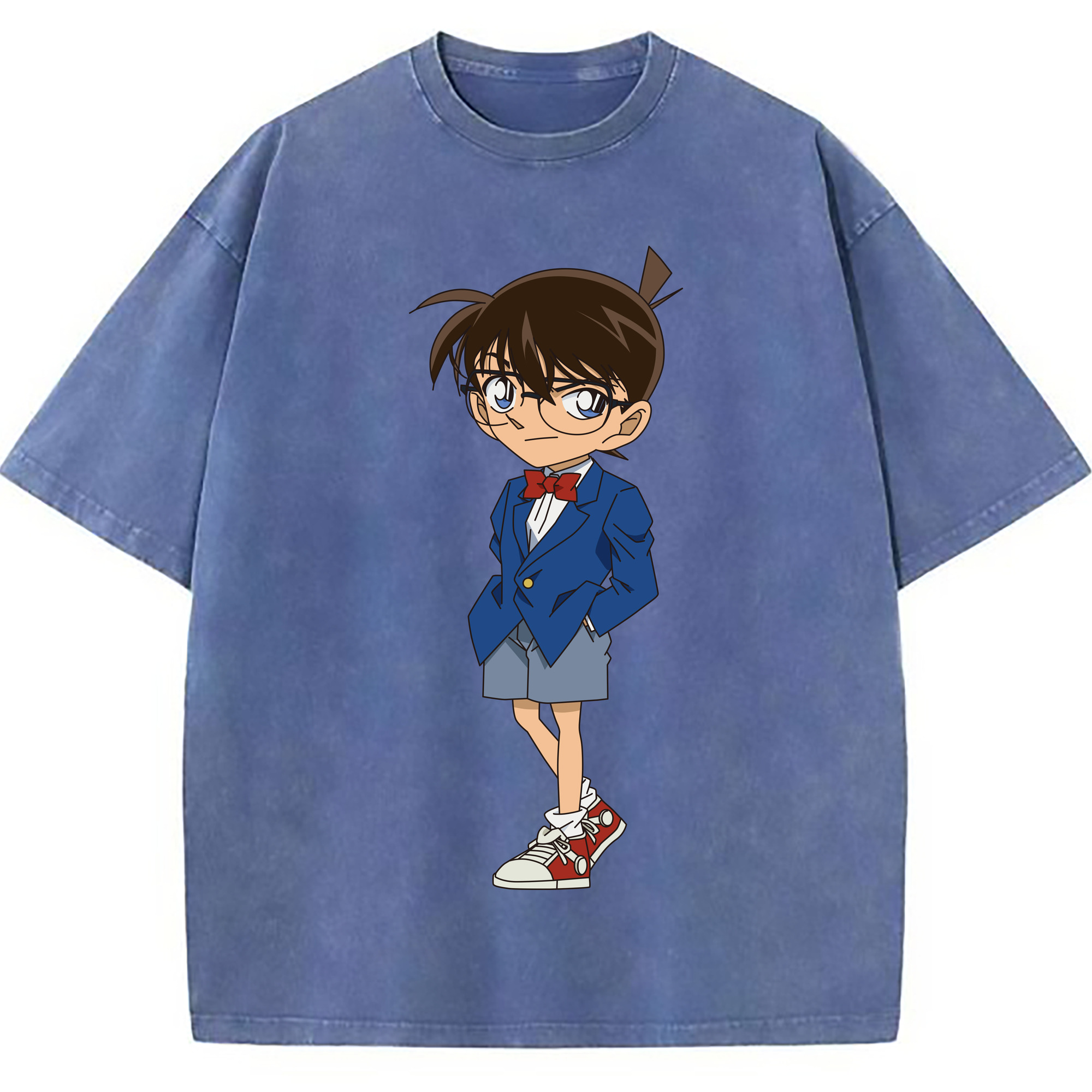 （画像用） 名探偵コナン 江戸川 コナン Detective Conan Conan Edogawa 綿100% ヴィンテージ風 半袖Tシャツ（フロントプリント）