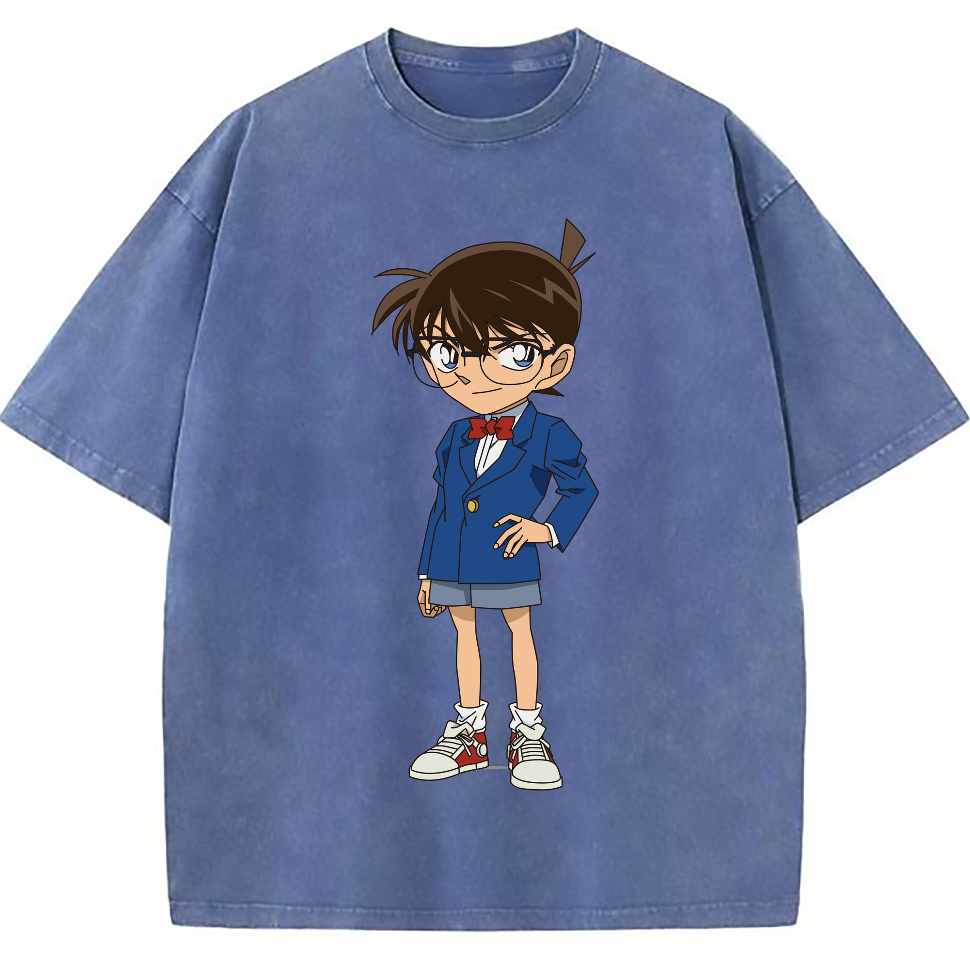 （画像用） 名探偵コナン 江戸川 コナン Detective Conan Conan Edogawa 綿100% ヴィンテージ風 半袖Tシャツ（フロントプリント）