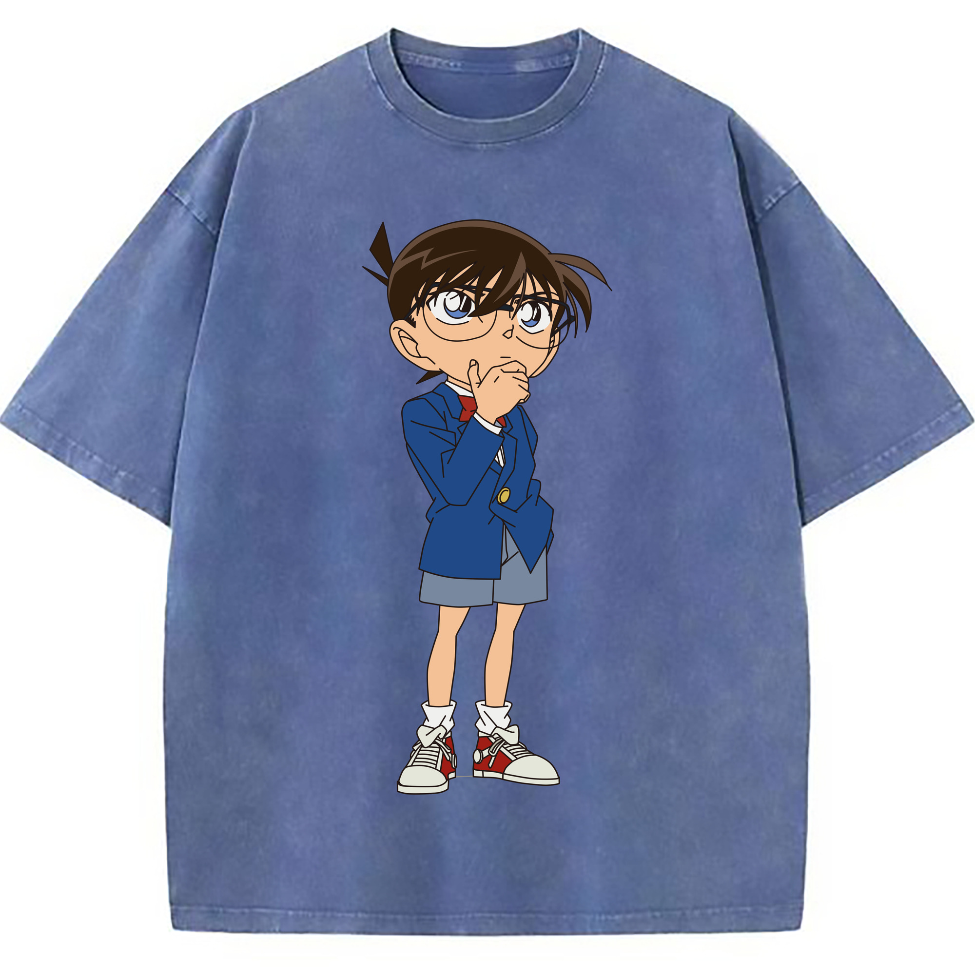 （画像用） 名探偵コナン 江戸川 コナン Detective Conan Conan Edogawa 綿100% ヴィンテージ風 半袖Tシャツ（フロントプリント）