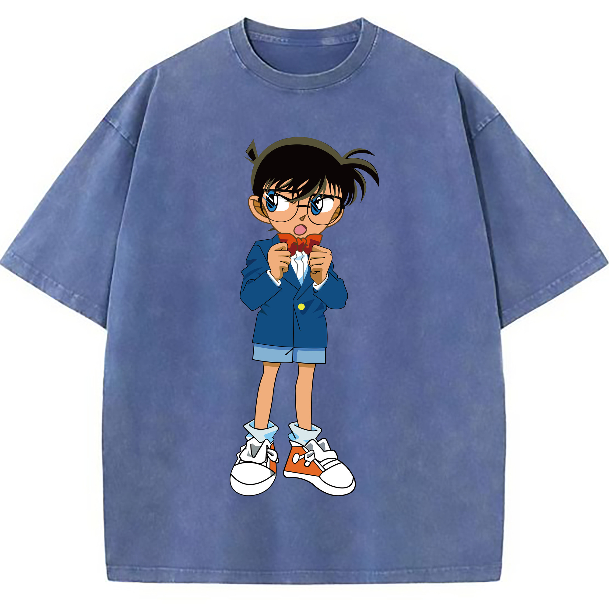 （画像用） 名探偵コナン 江戸川 コナン Detective Conan Conan Edogawa 綿100% ヴィンテージ風 半袖Tシャツ（フロントプリント）
