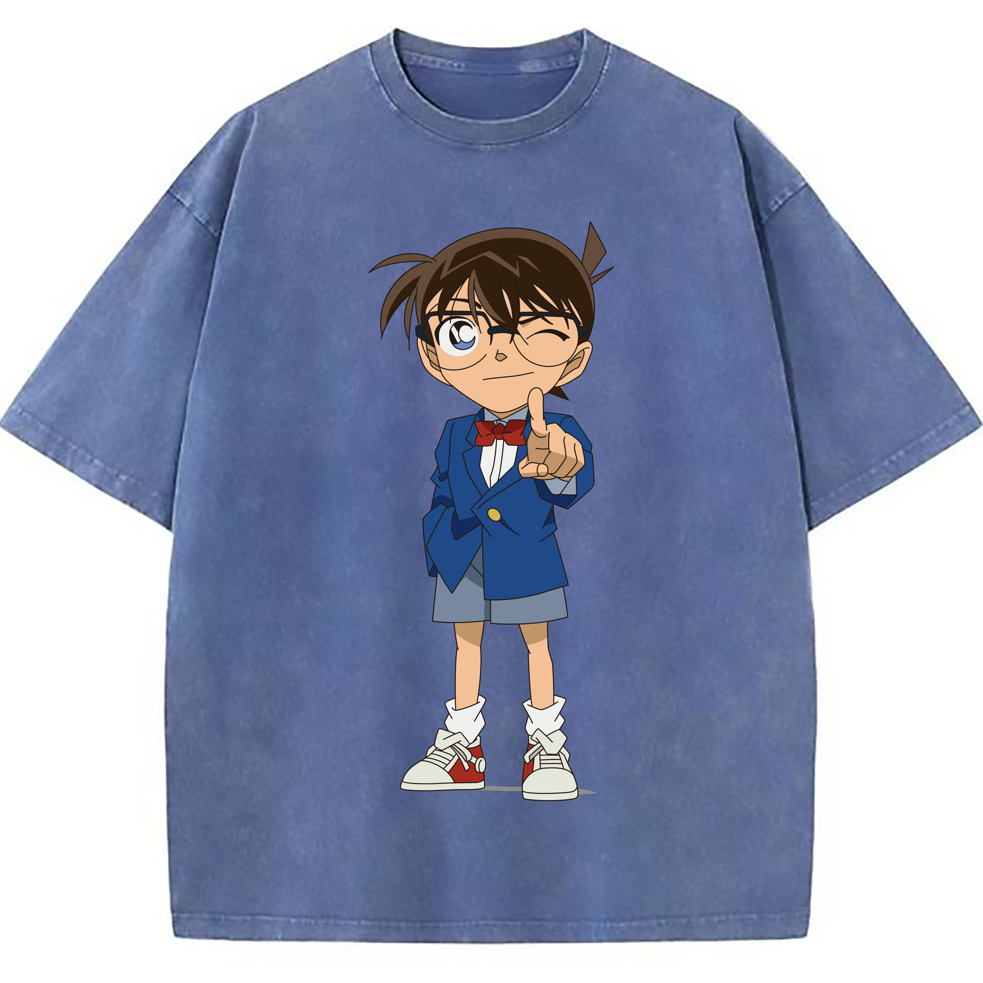 （画像用） 名探偵コナン 江戸川 コナン Detective Conan Conan Edogawa 綿100% ヴィンテージ風 半袖Tシャツ（フロントプリント）