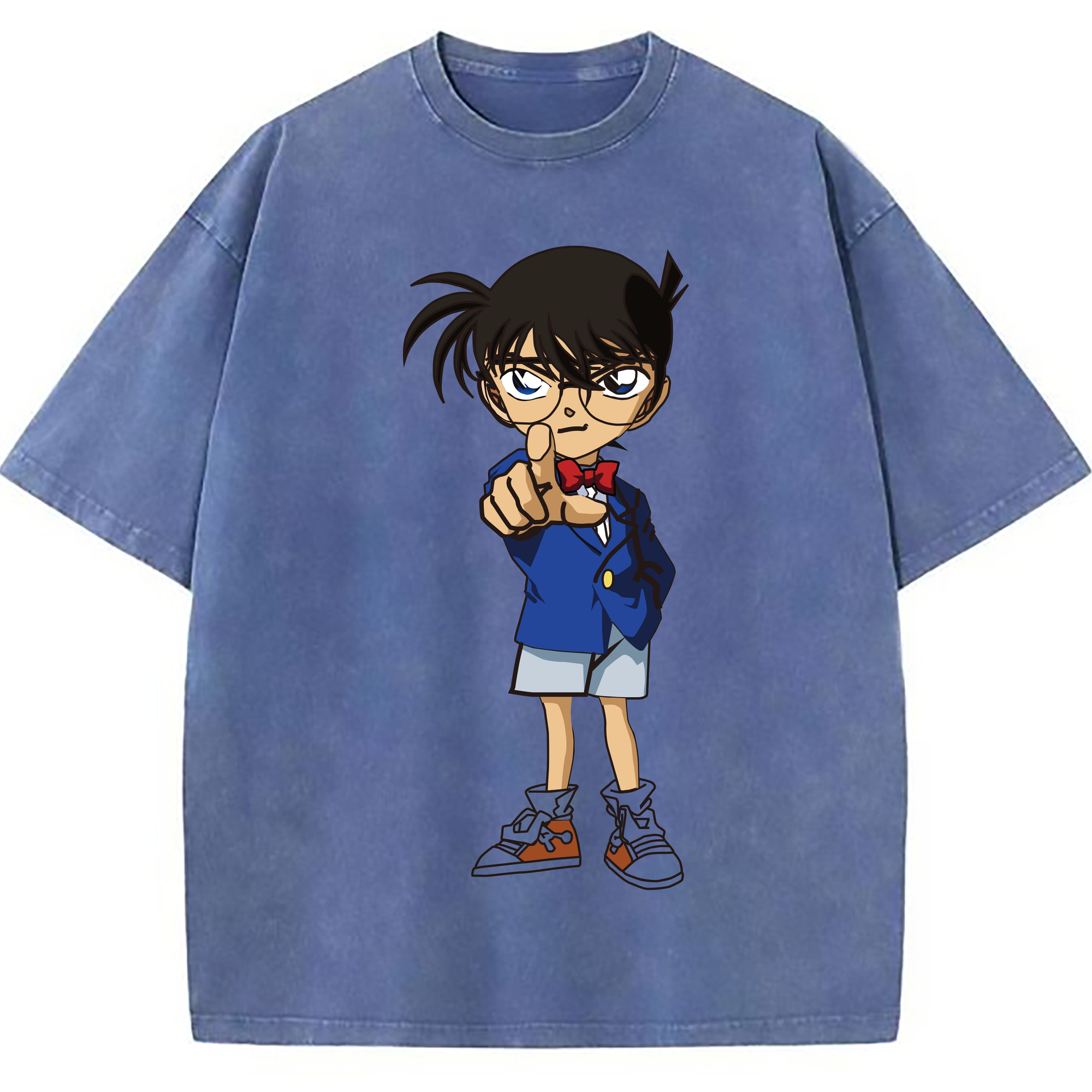 （画像用） 名探偵コナン 江戸川 コナン Detective Conan Conan Edogawa 綿100% ヴィンテージ風 半袖Tシャツ（フロントプリント）