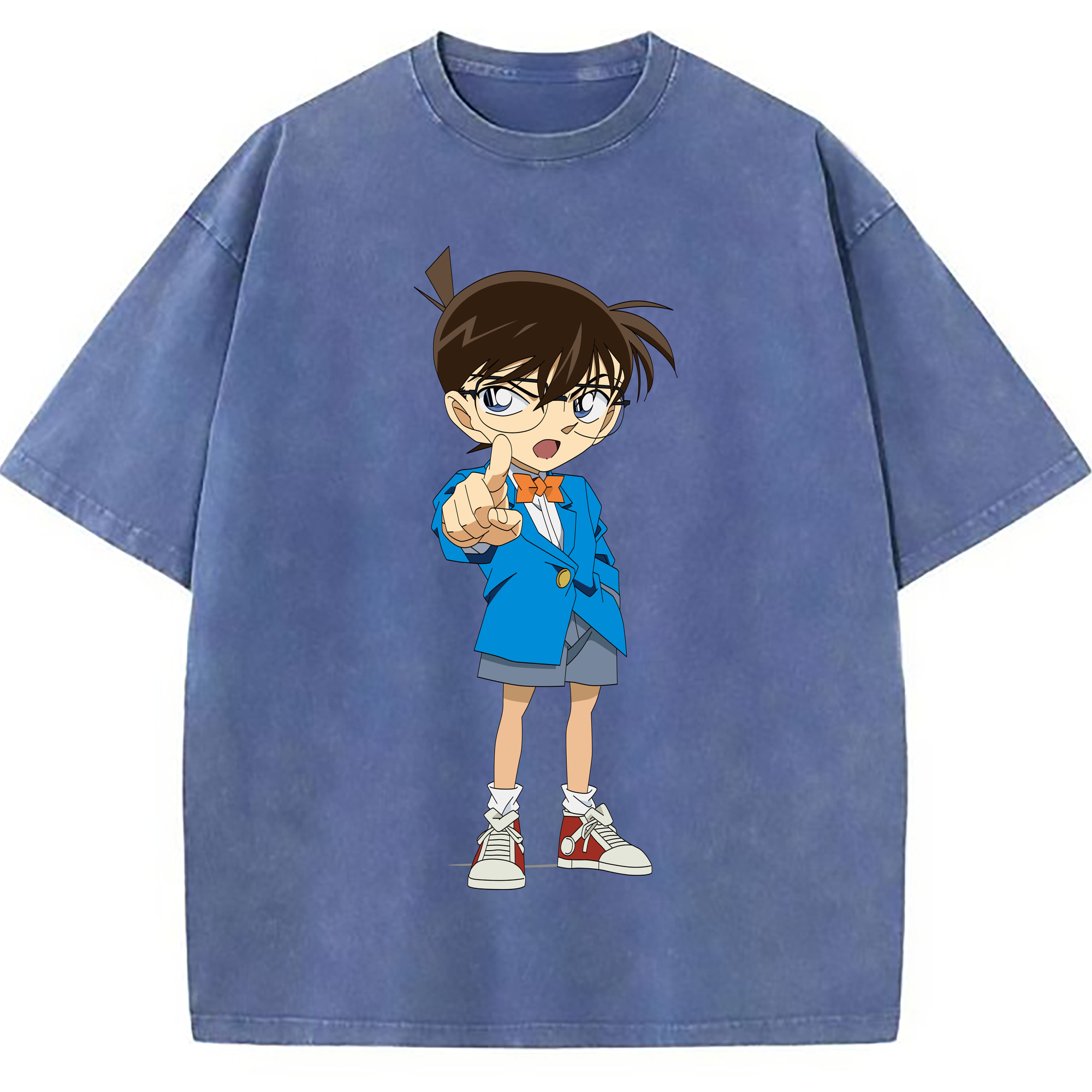 （画像用） 名探偵コナン 江戸川 コナン Detective Conan Conan Edogawa 綿100% ヴィンテージ風 半袖Tシャツ（フロントプリント）