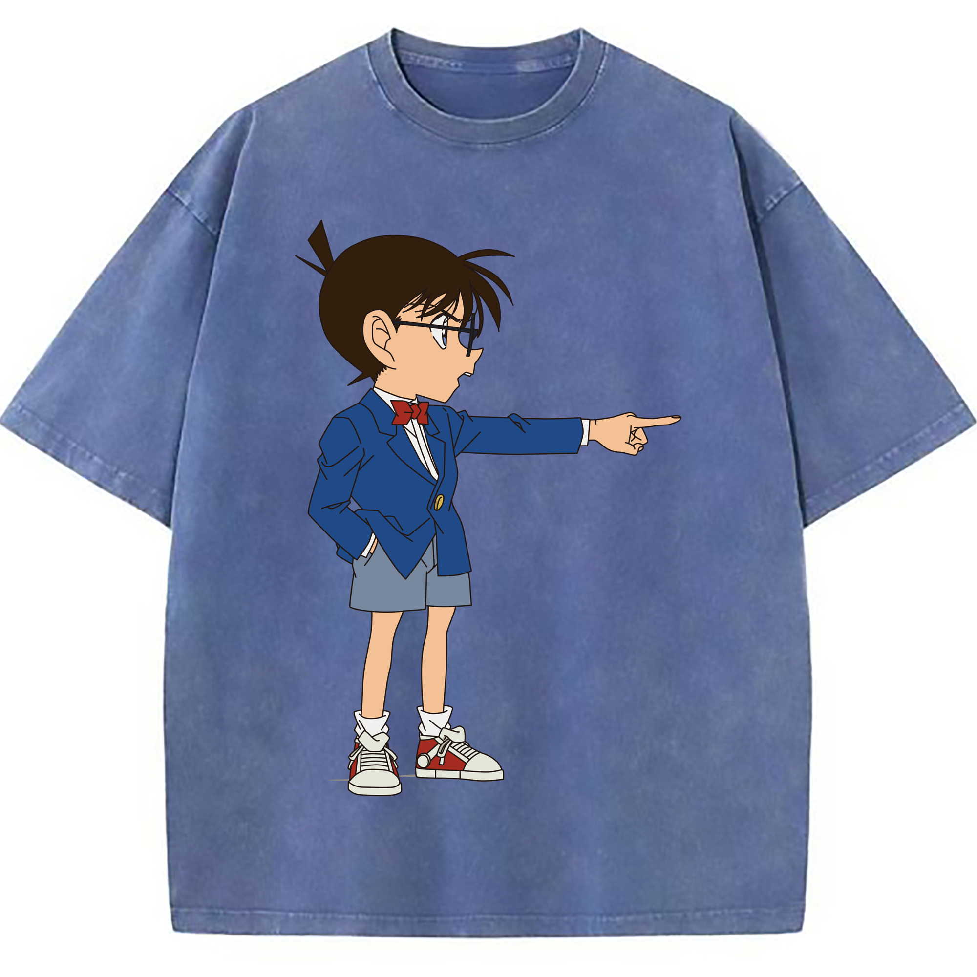 （画像用） 名探偵コナン 江戸川 コナン Detective Conan Conan Edogawa 綿100% ヴィンテージ風 半袖Tシャツ（フロントプリント）