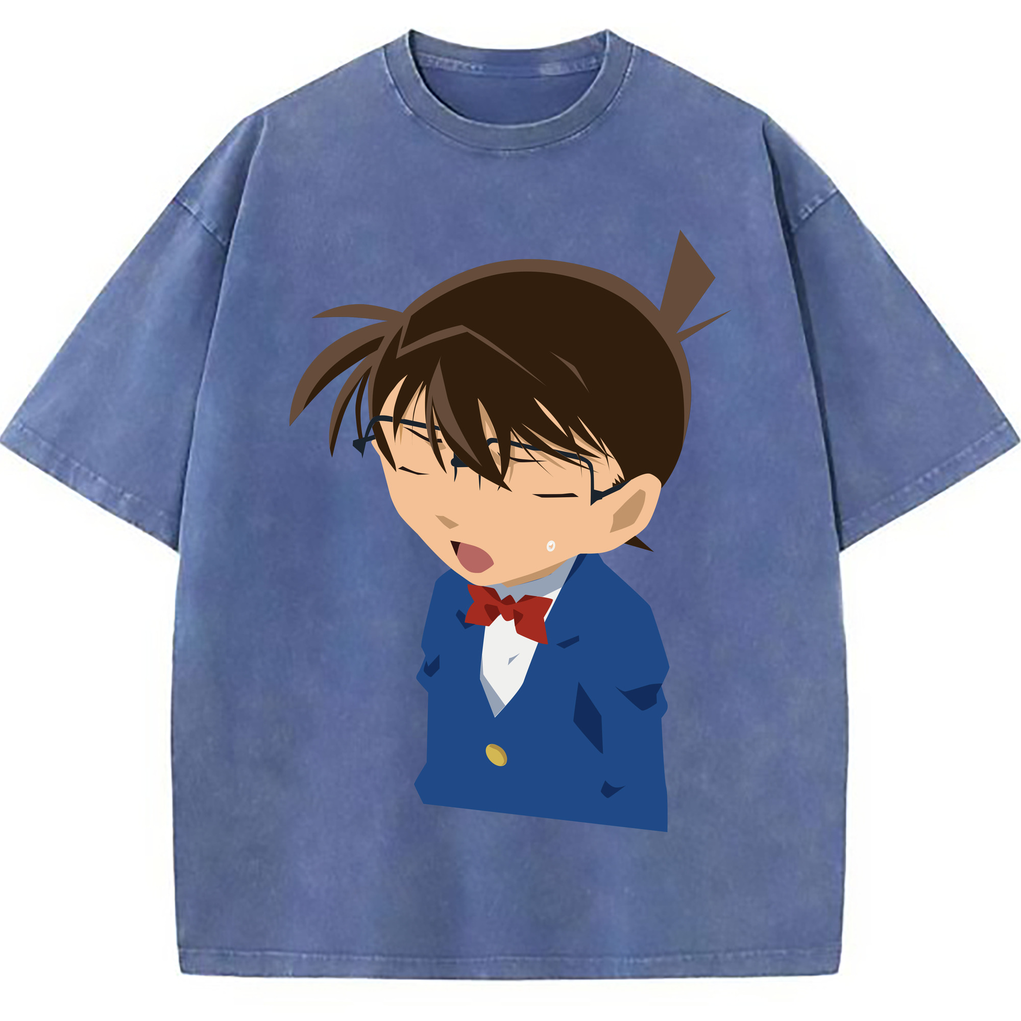 （画像用） 名探偵コナン 江戸川 コナン Detective Conan Conan Edogawa 綿100% ヴィンテージ風 半袖Tシャツ（フロントプリント）