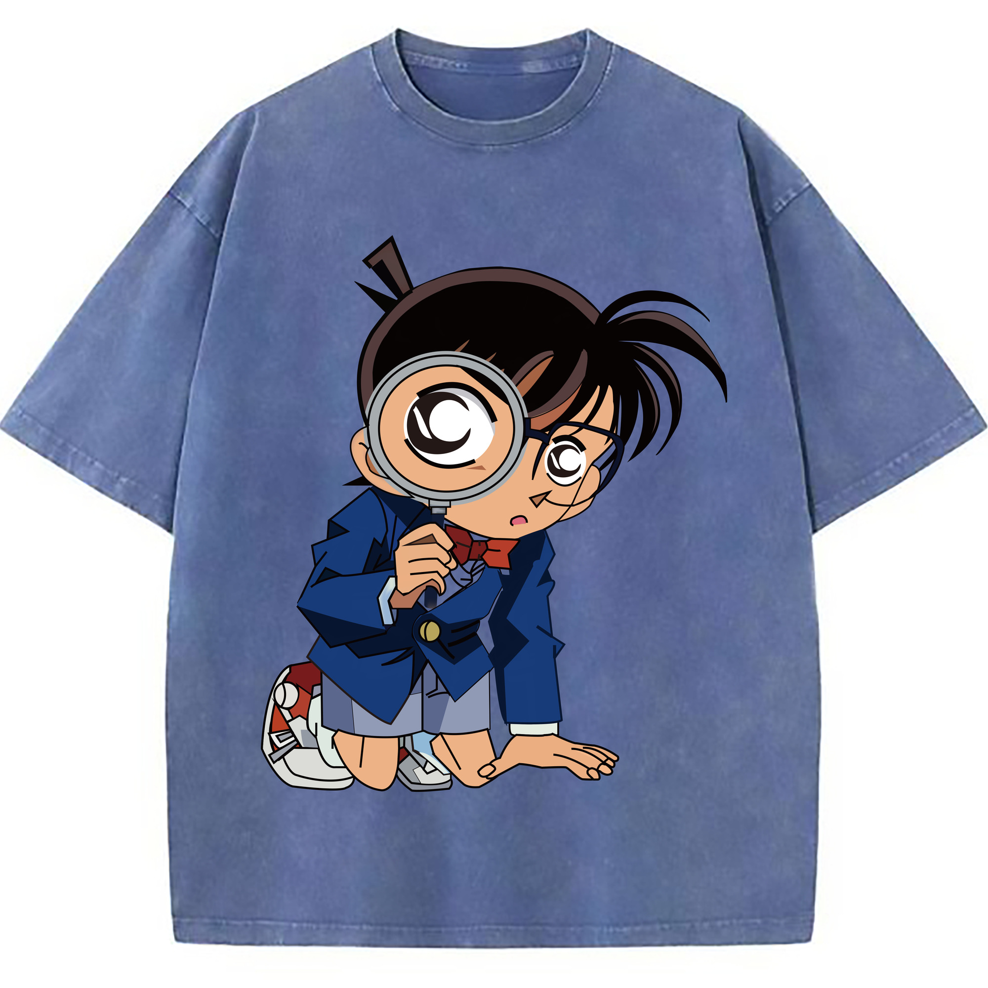 （画像用） 名探偵コナン 江戸川 コナン Detective Conan Conan Edogawa 綿100% ヴィンテージ風 半袖Tシャツ（フロントプリント）