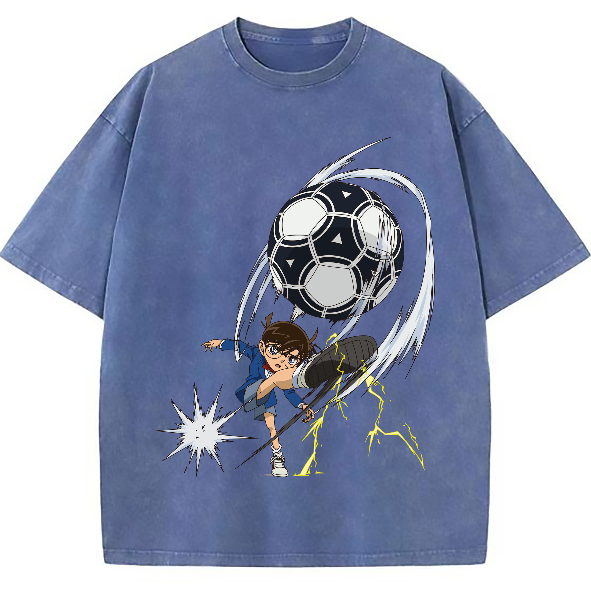 （画像用） 名探偵コナン 江戸川 コナン Detective Conan Conan Edogawa 綿100% ヴィンテージ風 半袖Tシャツ（フロントプリント）