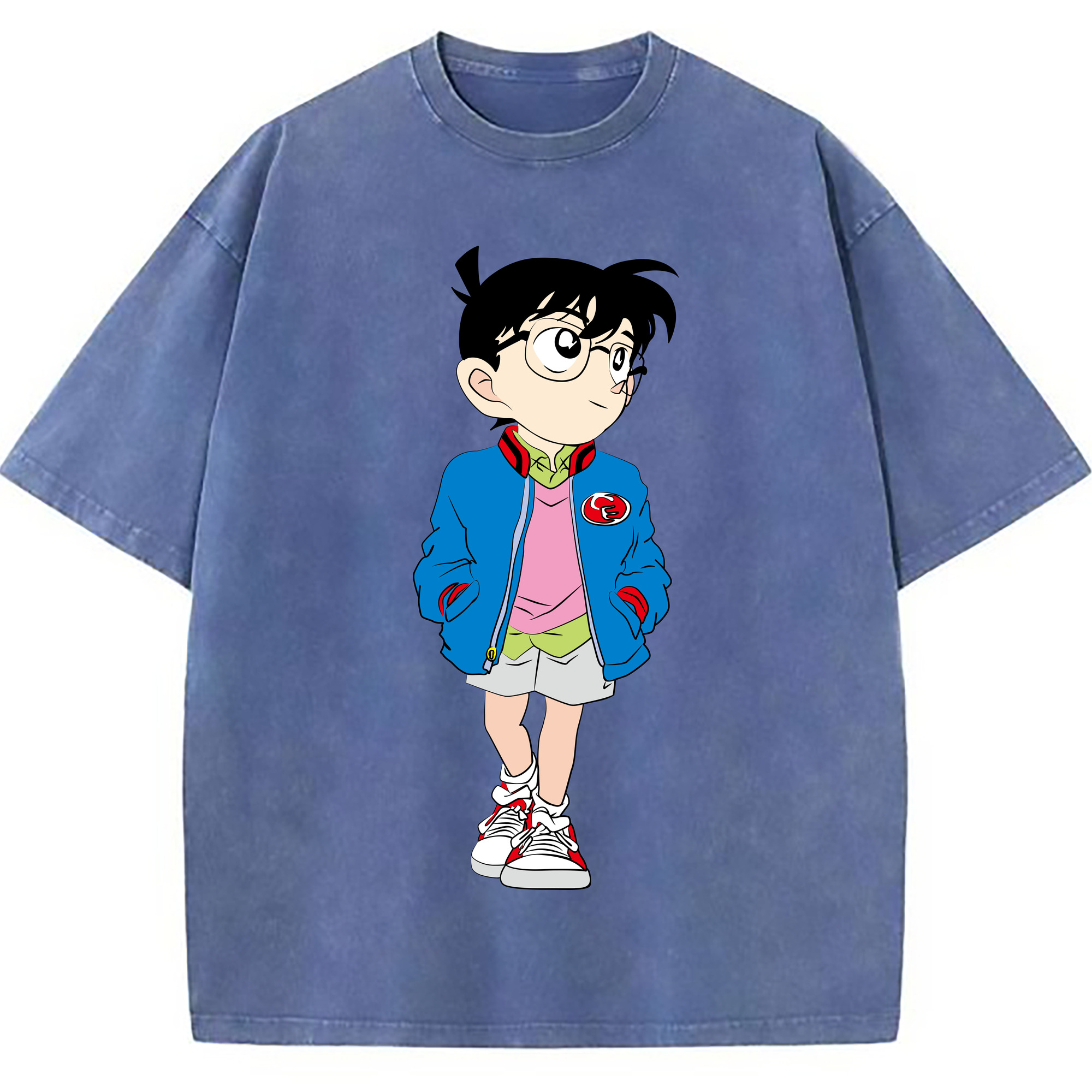 （画像用） 名探偵コナン 江戸川 コナン Detective Conan Conan Edogawa 綿100% ヴィンテージ風 半袖Tシャツ（フロントプリント）