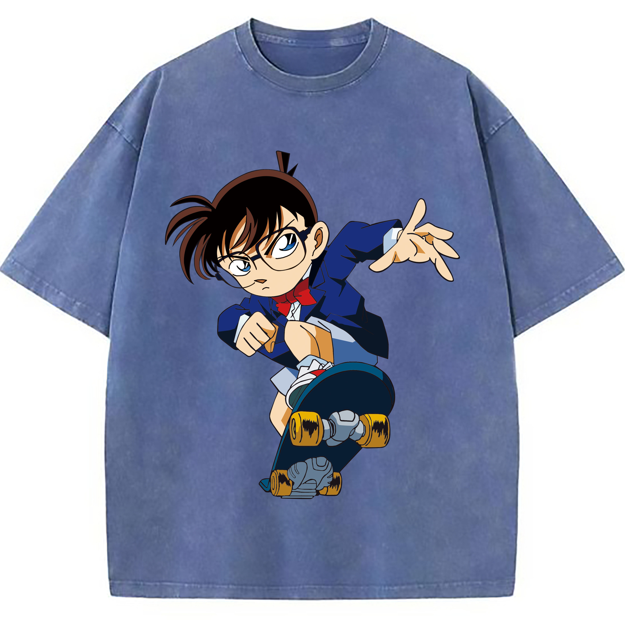（画像用） 名探偵コナン 江戸川 コナン Detective Conan Conan Edogawa 綿100% ヴィンテージ風 半袖Tシャツ（フロントプリント）