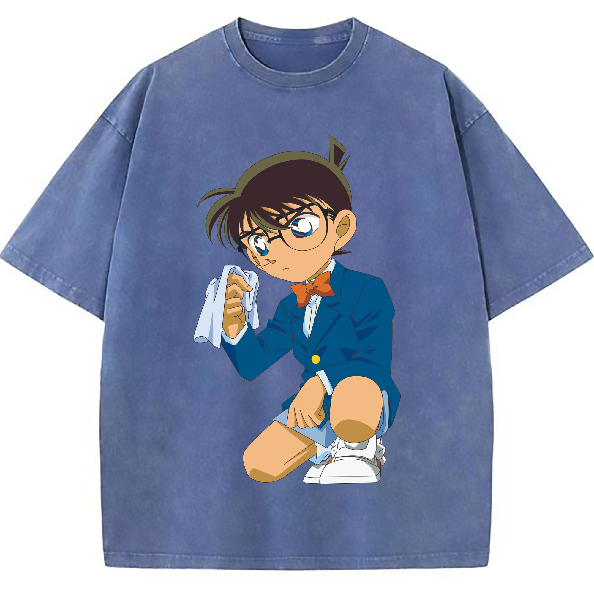 （画像用） 名探偵コナン 江戸川 コナン Detective Conan Conan Edogawa 綿100% ヴィンテージ風 半袖Tシャツ（フロントプリント）
