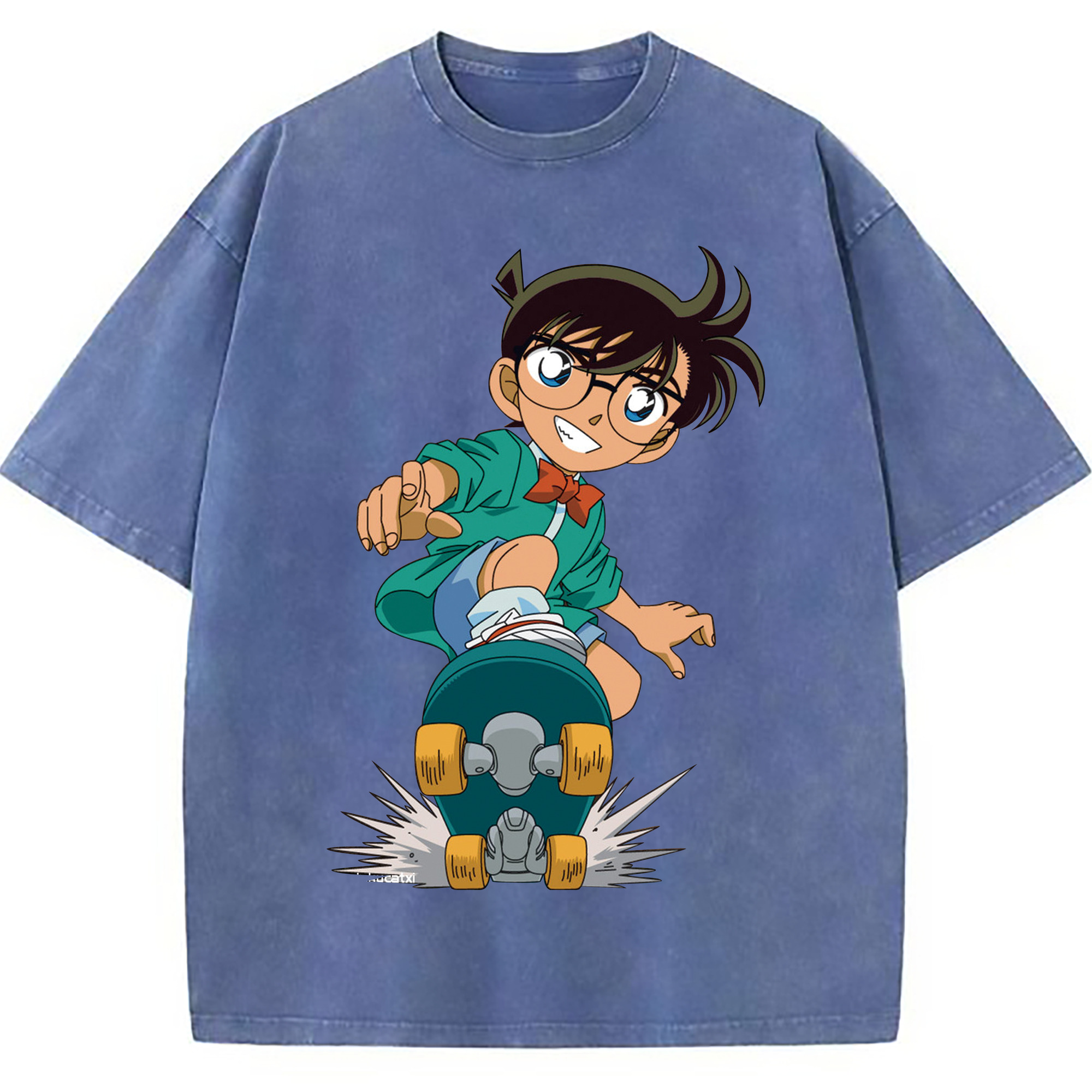 （画像用） 名探偵コナン 江戸川 コナン Detective Conan Conan Edogawa 綿100% ヴィンテージ風 半袖Tシャツ（フロントプリント）