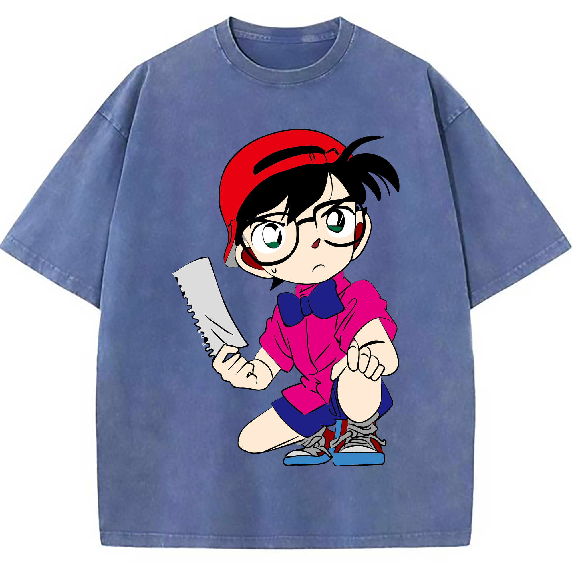 （画像用） 名探偵コナン 江戸川 コナン Detective Conan Conan Edogawa 綿100% ヴィンテージ風 半袖Tシャツ（フロントプリント）