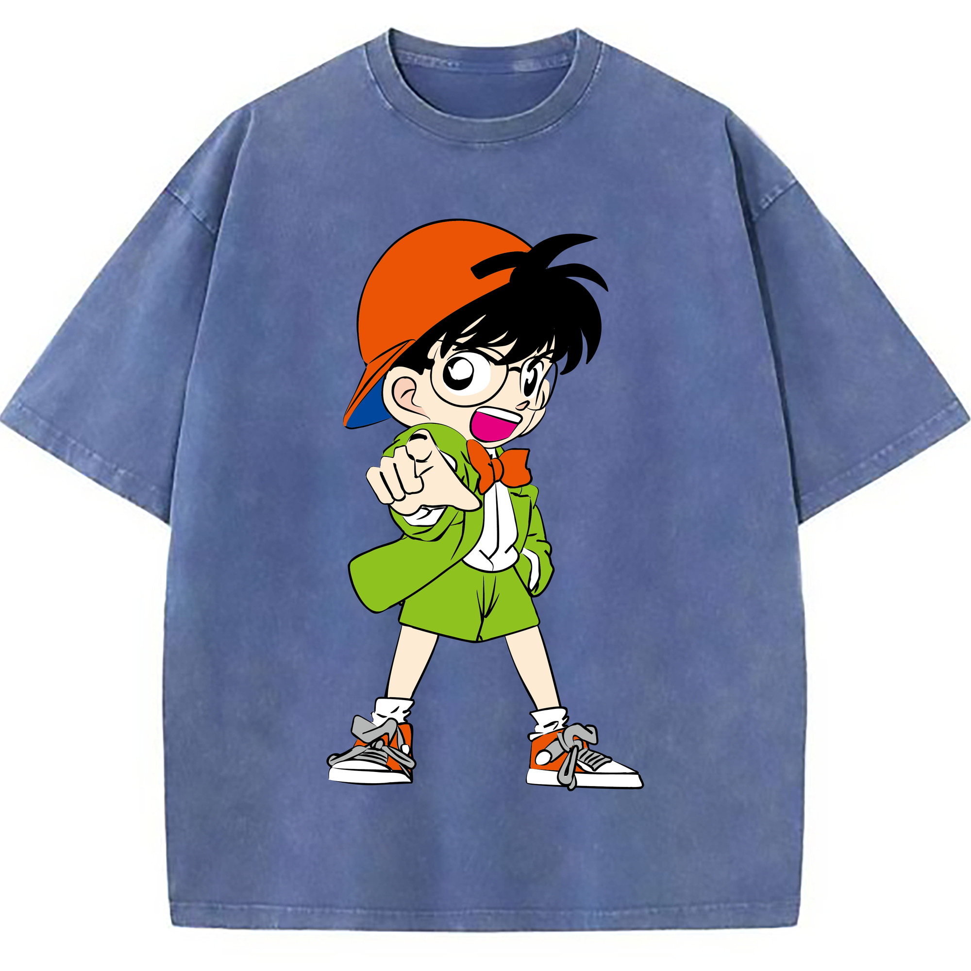 （画像用） 名探偵コナン 江戸川 コナン Detective Conan Conan Edogawa 綿100% ヴィンテージ風 半袖Tシャツ（フロントプリント）