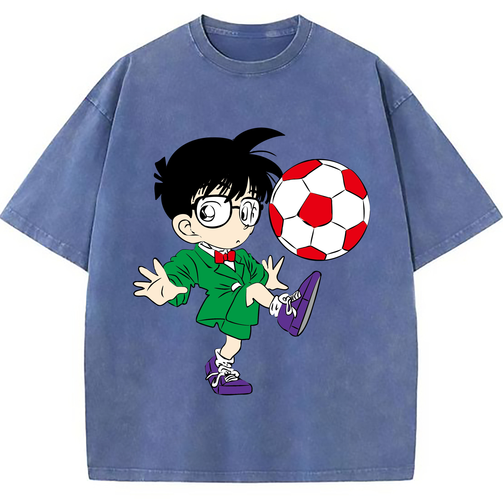 （画像用） 名探偵コナン 江戸川 コナン Detective Conan Conan Edogawa 綿100% ヴィンテージ風 半袖Tシャツ（フロントプリント）