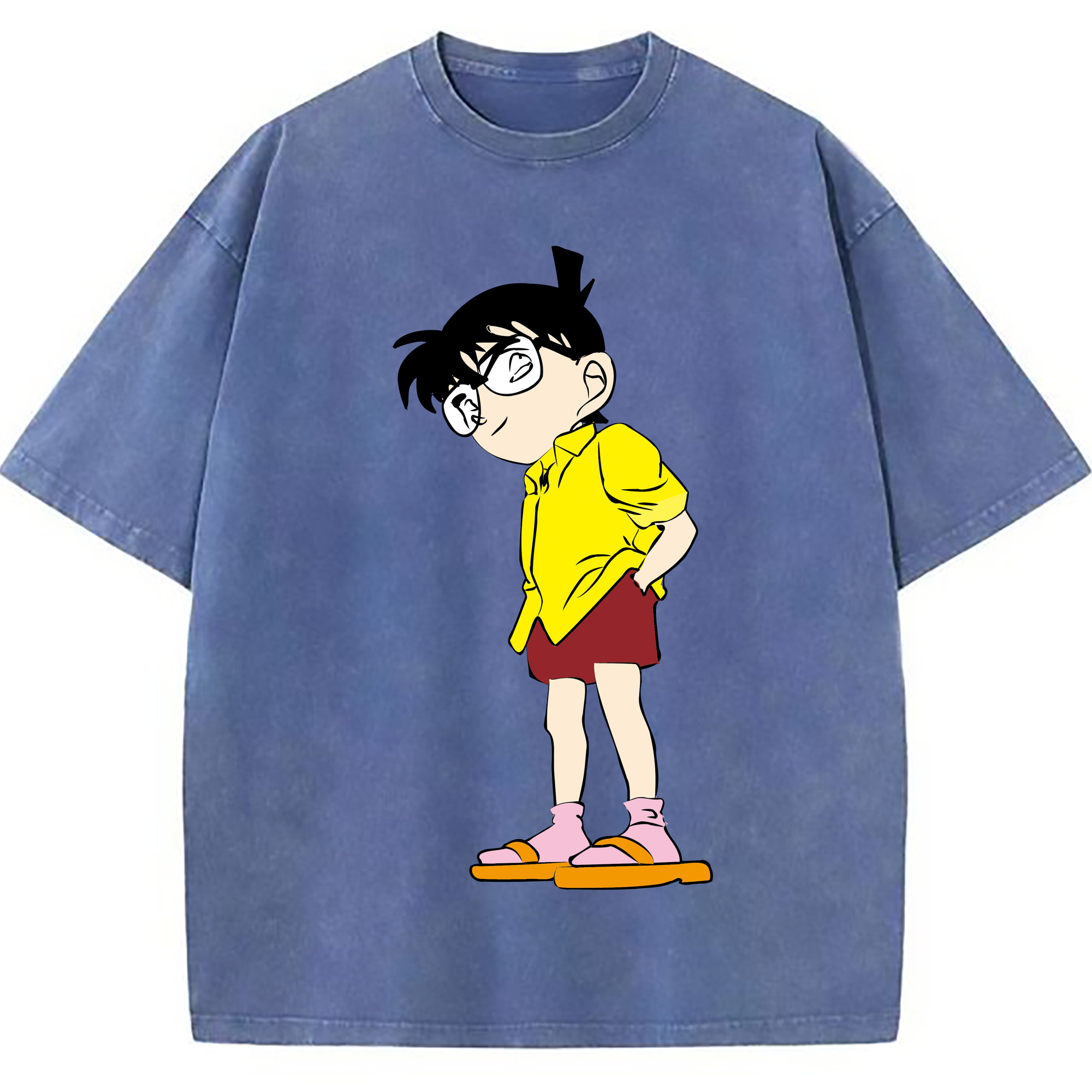 （画像用） 名探偵コナン 江戸川 コナン Detective Conan Conan Edogawa 綿100% ヴィンテージ風 半袖Tシャツ（フロントプリント）