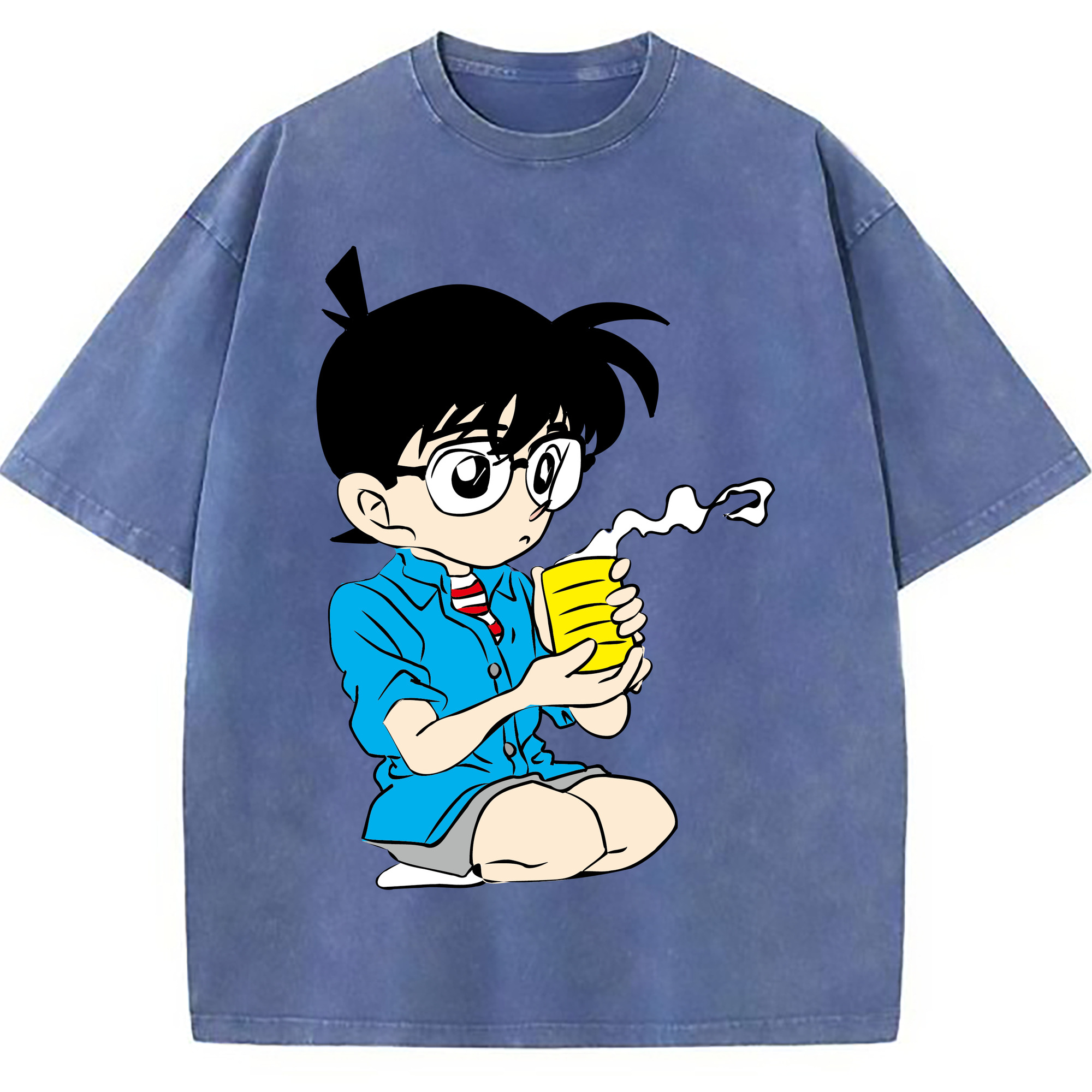 （画像用） 名探偵コナン 江戸川 コナン Detective Conan Conan Edogawa 綿100% ヴィンテージ風 半袖Tシャツ（フロントプリント）