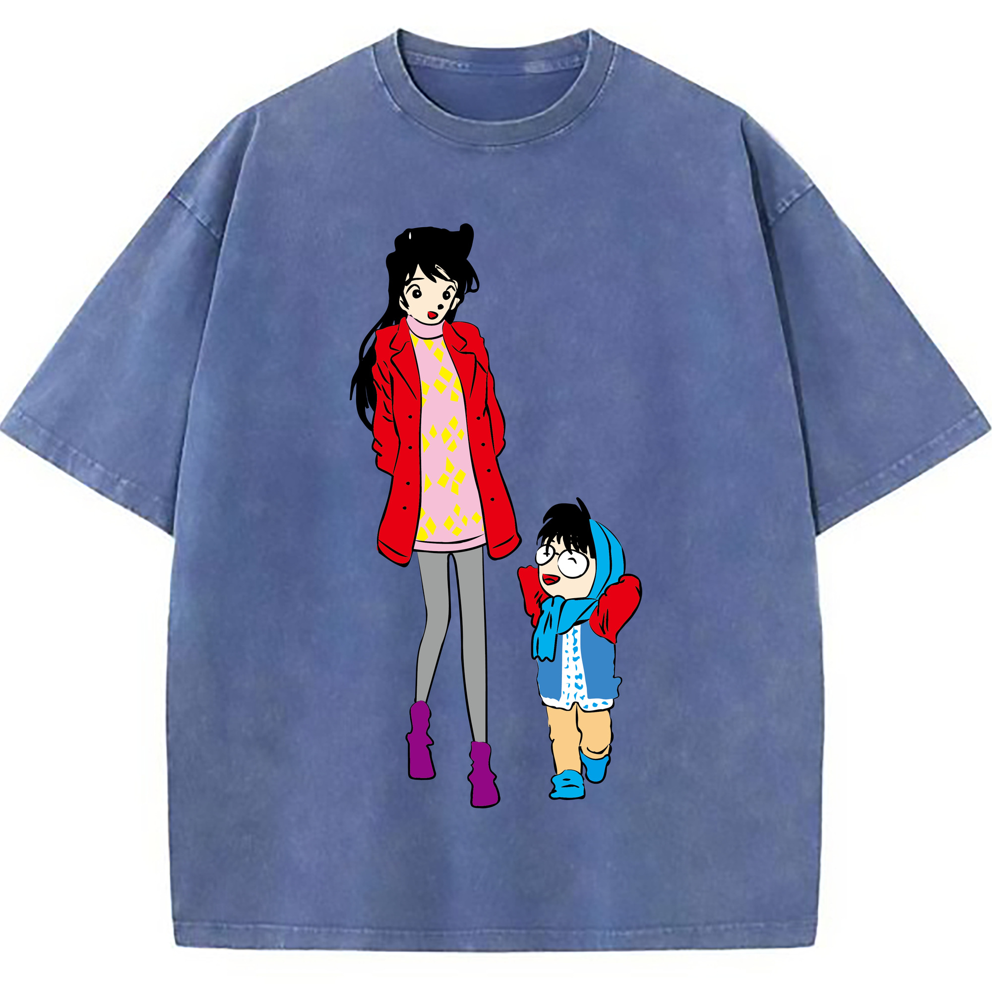 （画像用） 名探偵コナン 江戸川 コナン Detective Conan Conan Edogawa 綿100% ヴィンテージ風 半袖Tシャツ（フロントプリント）