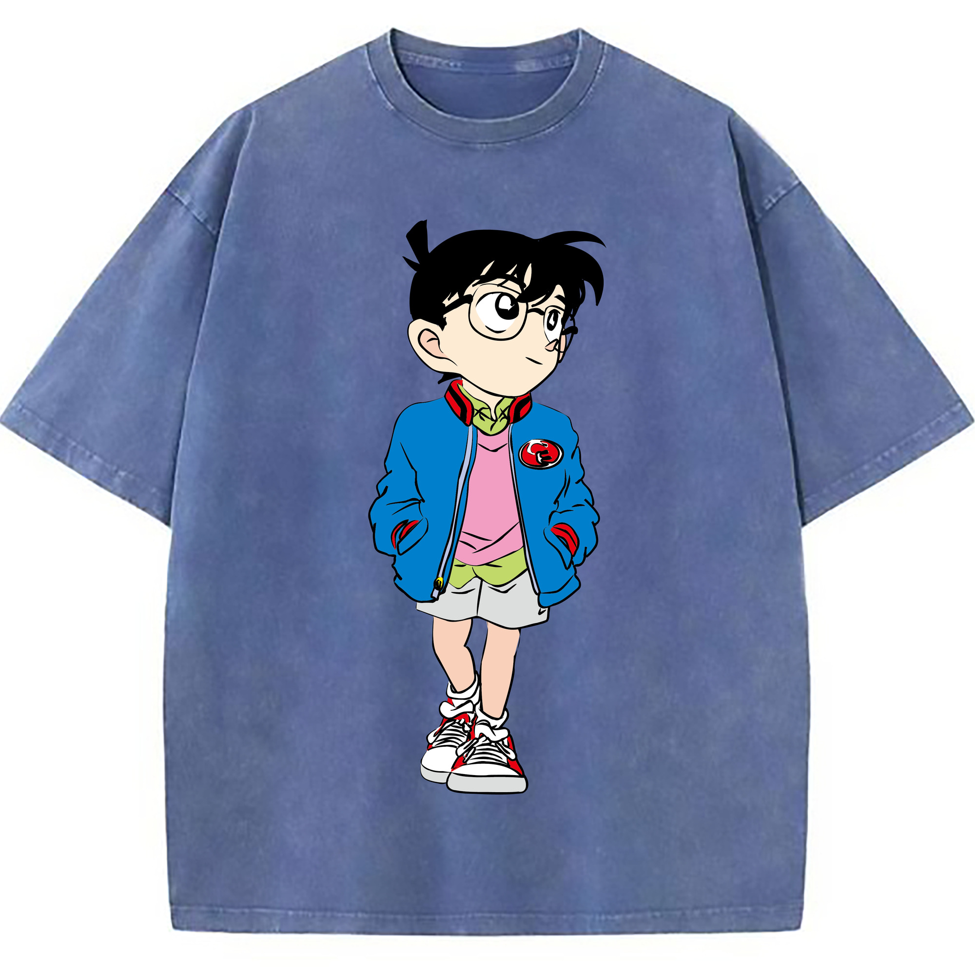（画像用） 名探偵コナン 江戸川 コナン Detective Conan Conan Edogawa 綿100% ヴィンテージ風 半袖Tシャツ（フロントプリント）