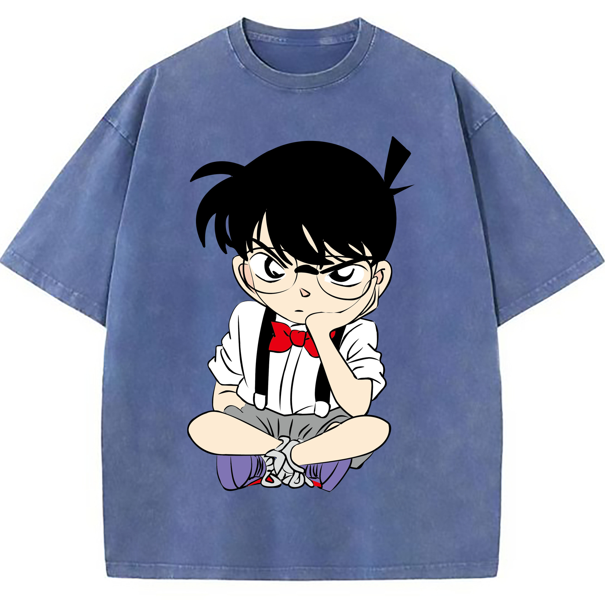 （画像用） 名探偵コナン 江戸川 コナン Detective Conan Conan Edogawa 綿100% ヴィンテージ風 半袖Tシャツ（フロントプリント）