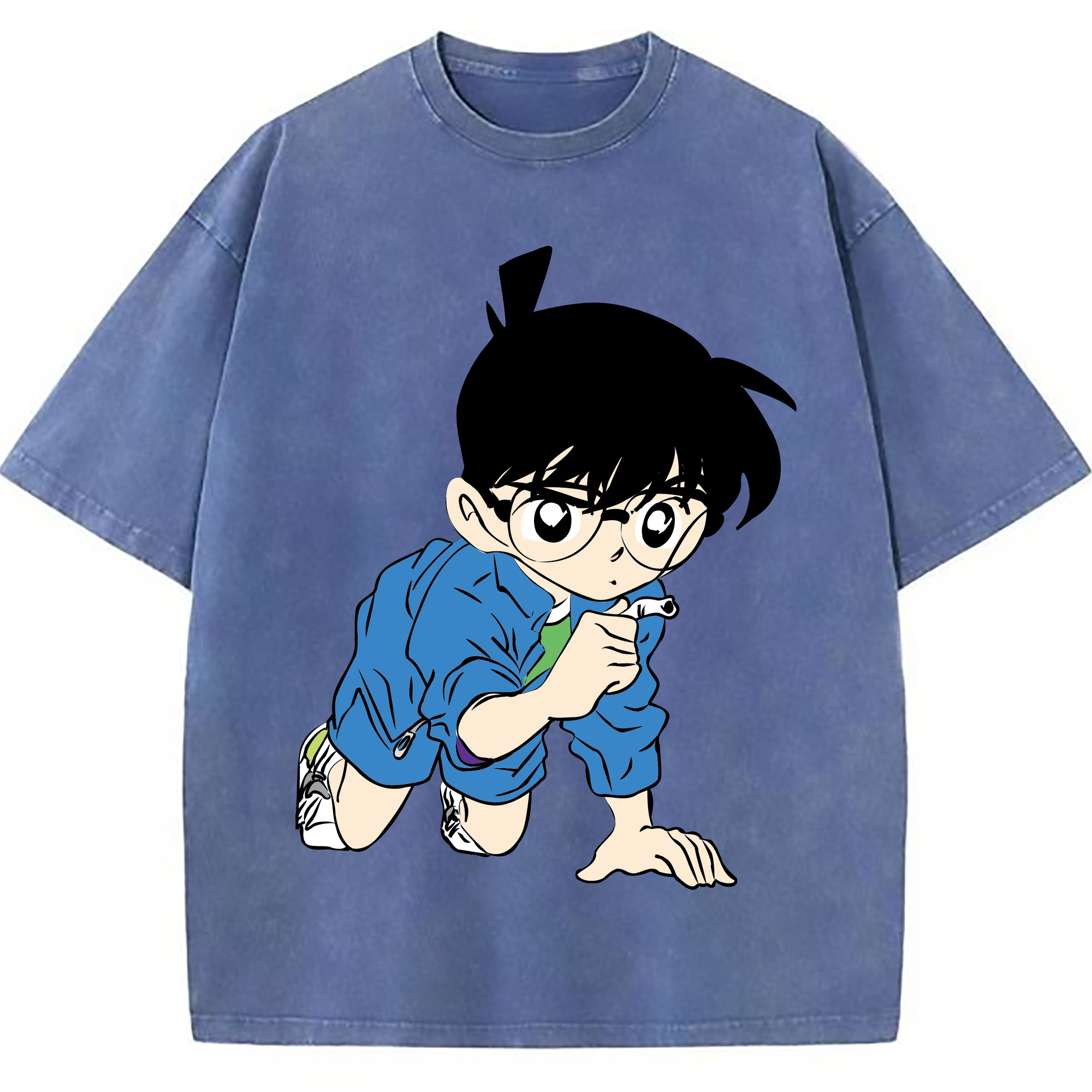 （画像用） 名探偵コナン 江戸川 コナン Detective Conan Conan Edogawa 綿100% ヴィンテージ風 半袖Tシャツ（フロントプリント）