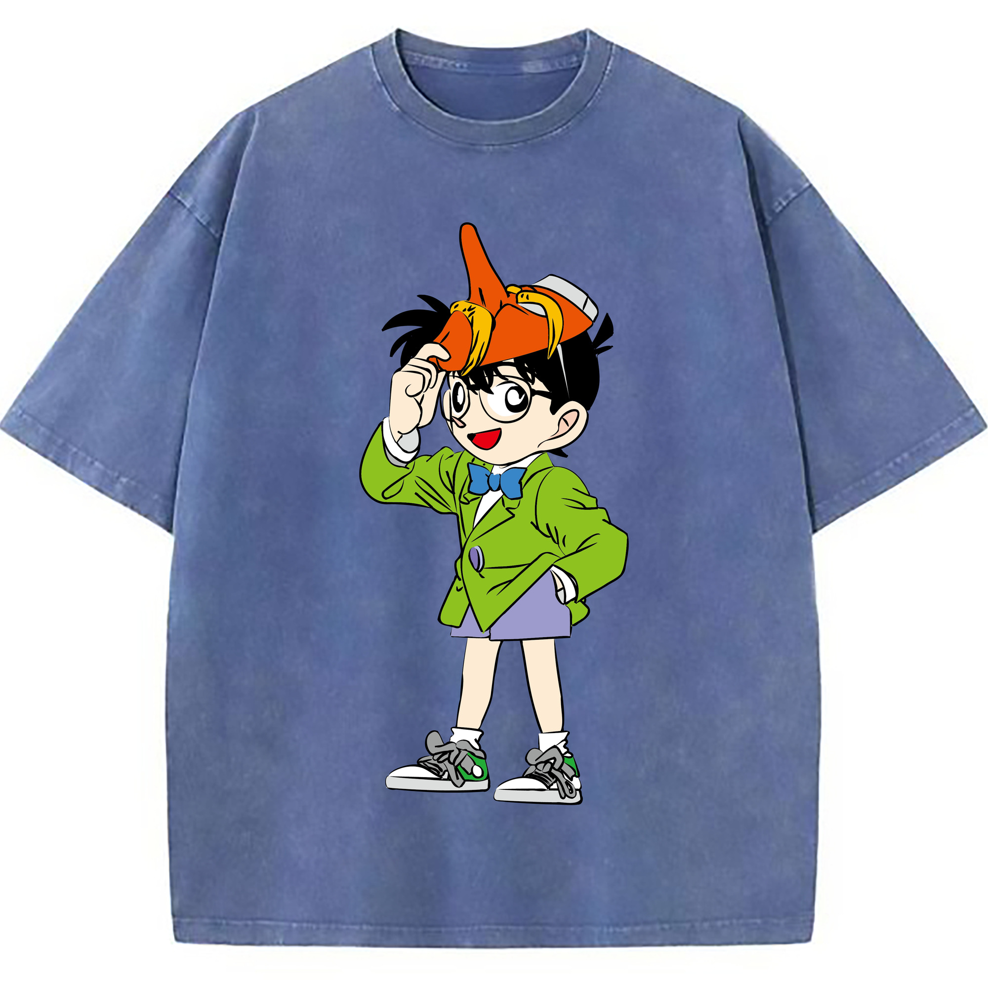 （画像用） 名探偵コナン 江戸川 コナン Detective Conan Conan Edogawa 綿100% ヴィンテージ風 半袖Tシャツ（フロントプリント）