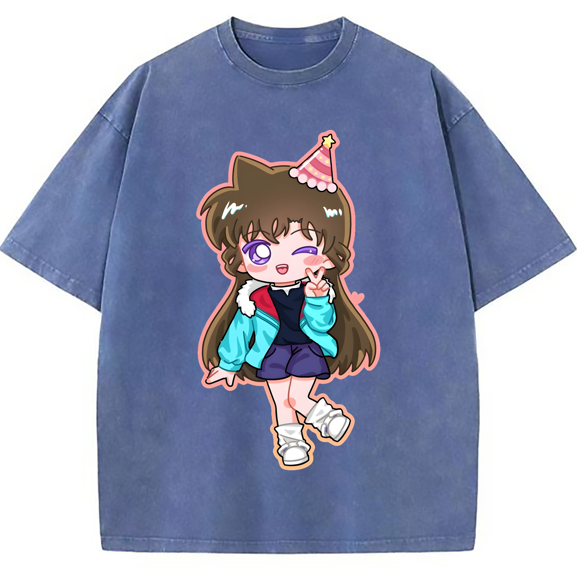 （画像用） 名探偵コナン 毛利 蘭 もうり らん、モーリ ラン Detective Conan Rachel Moore 綿100% ヴィンテージ風 半袖Tシャツ（フロントプリント）