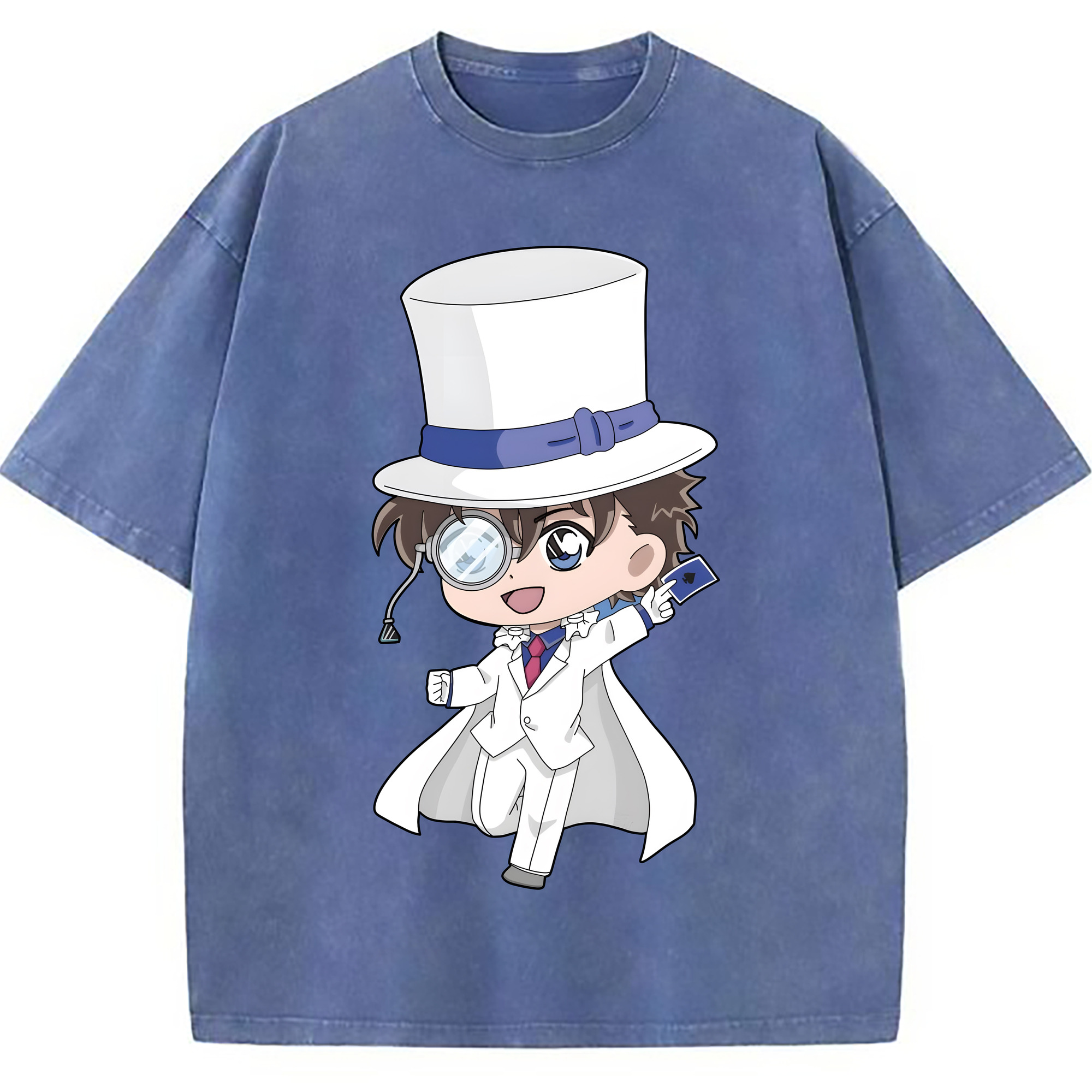 （画像用） 名探偵コナン くろば かいと Detective Conan Kuroba Kaito 綿100% ヴィンテージ風 半袖Tシャツ（フロントプリント）