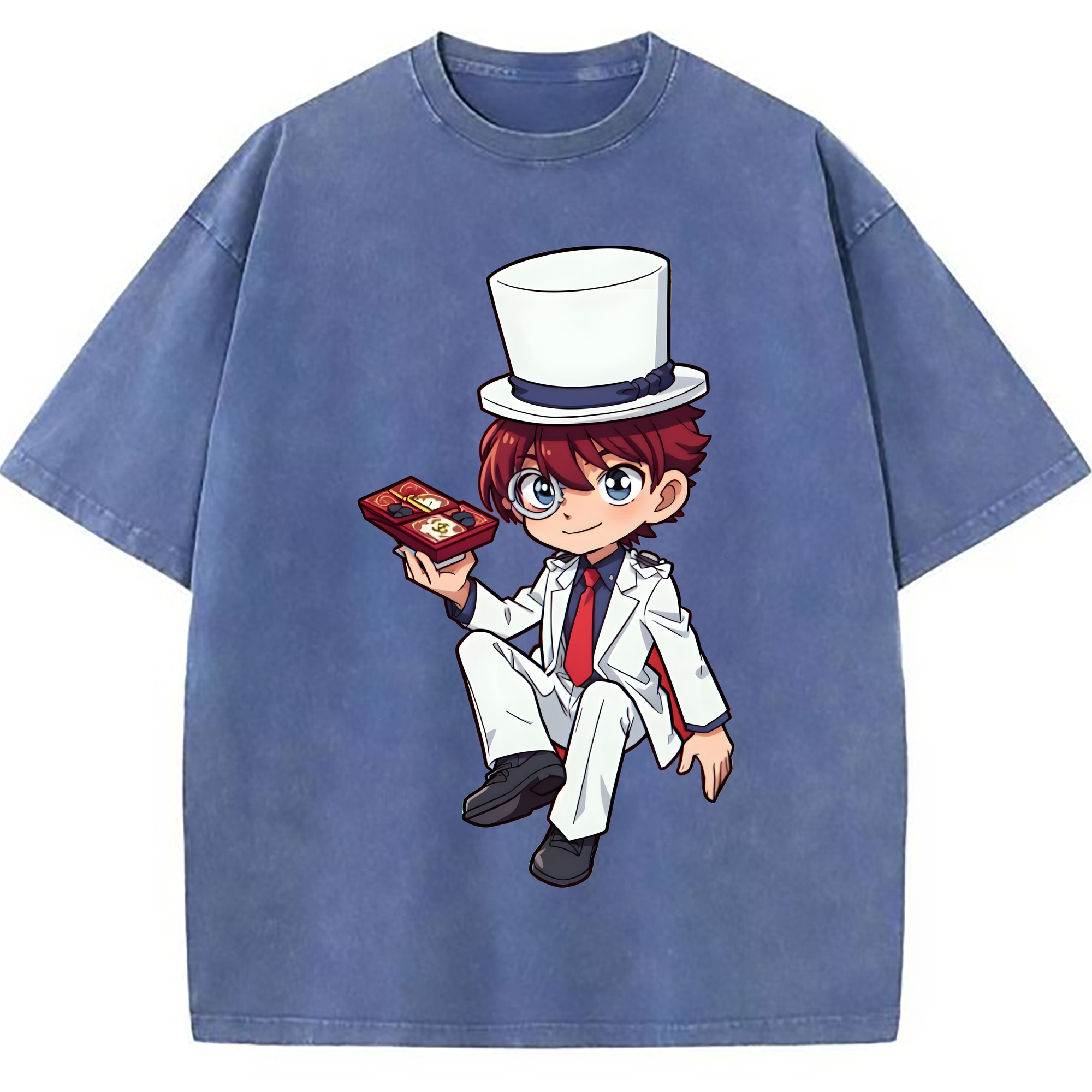 （画像用） 名探偵コナン くろば かいと Detective Conan Kuroba Kaito 綿100% ヴィンテージ風 半袖Tシャツ（フロントプリント）