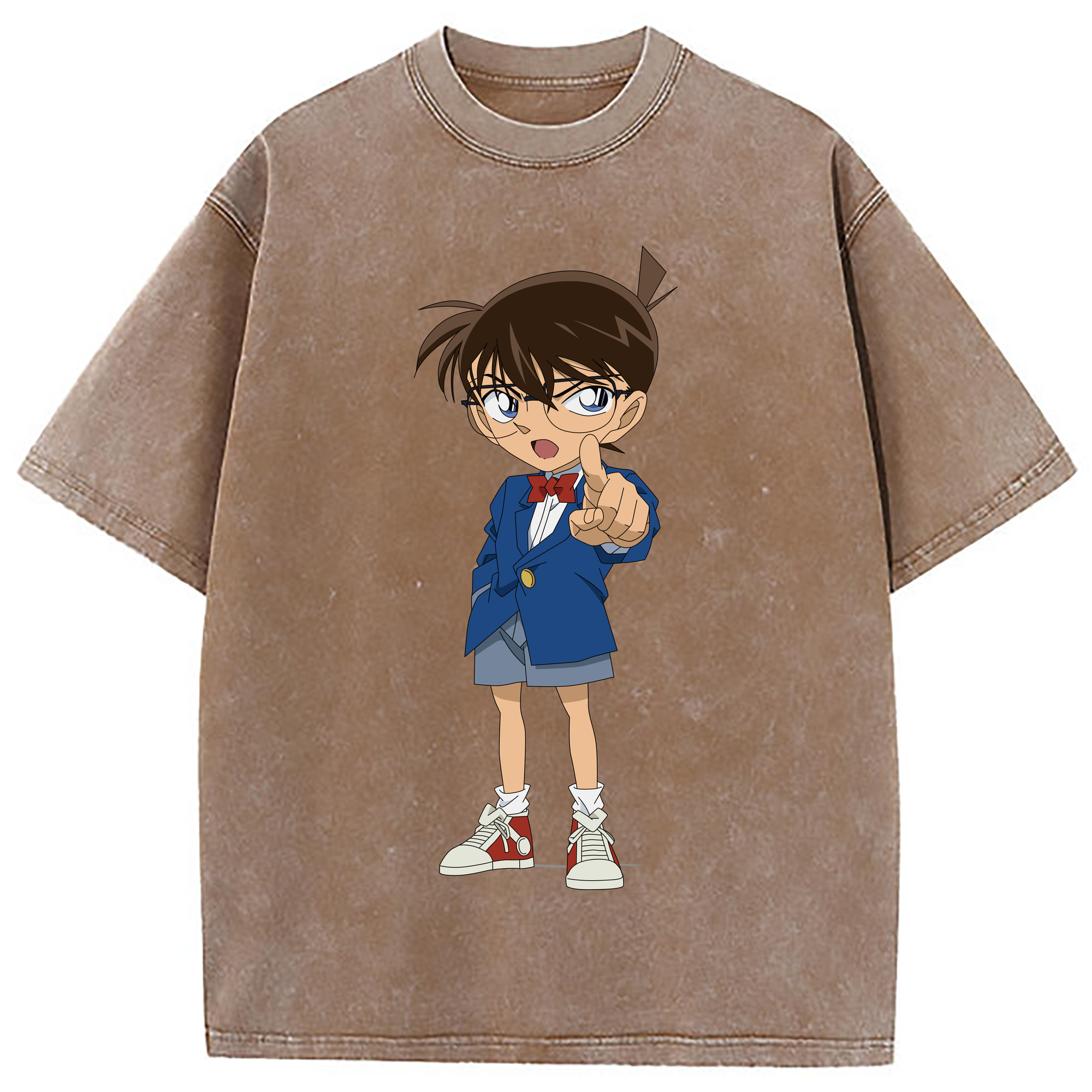 （画像用） 名探偵コナン 江戸川 コナン Detective Conan Conan Edogawa 綿100% ヴィンテージ風 半袖Tシャツ（フロントプリント）