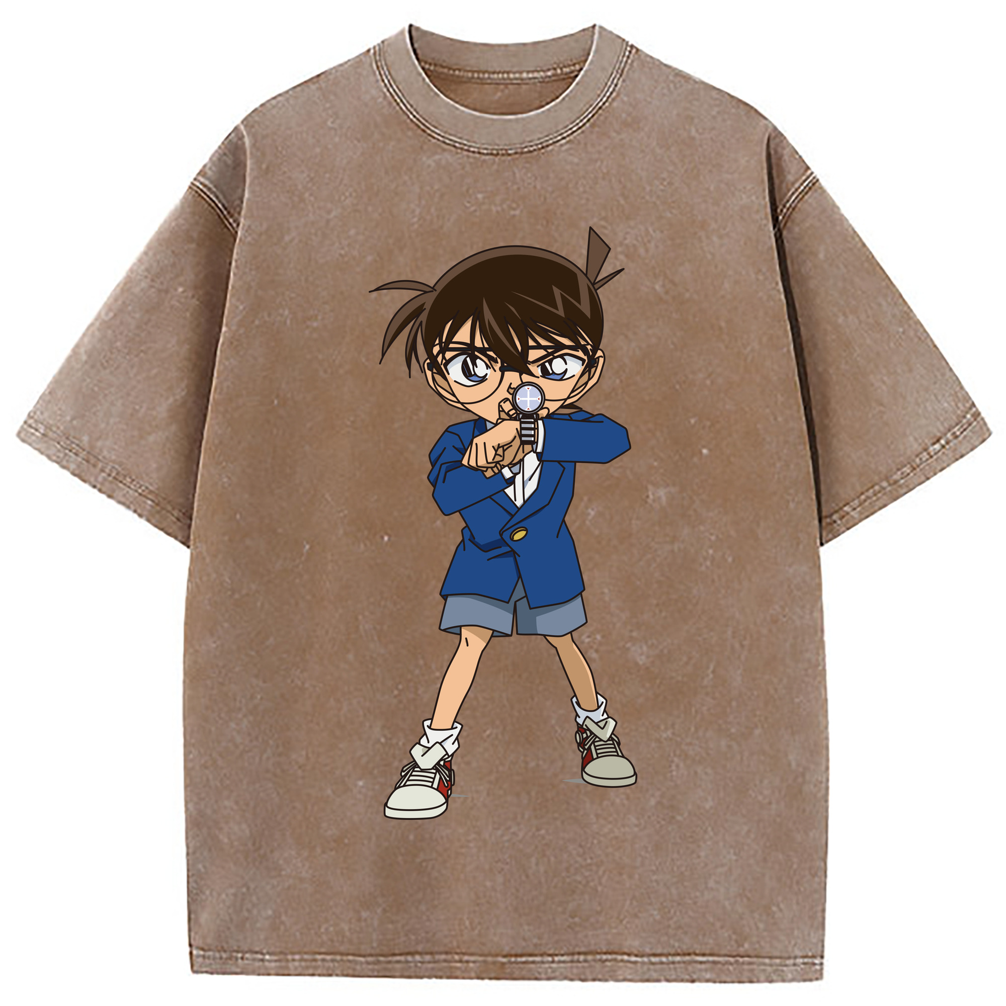 （画像用） 名探偵コナン 江戸川 コナン Detective Conan Conan Edogawa 綿100% ヴィンテージ風 半袖Tシャツ（フロントプリント）
