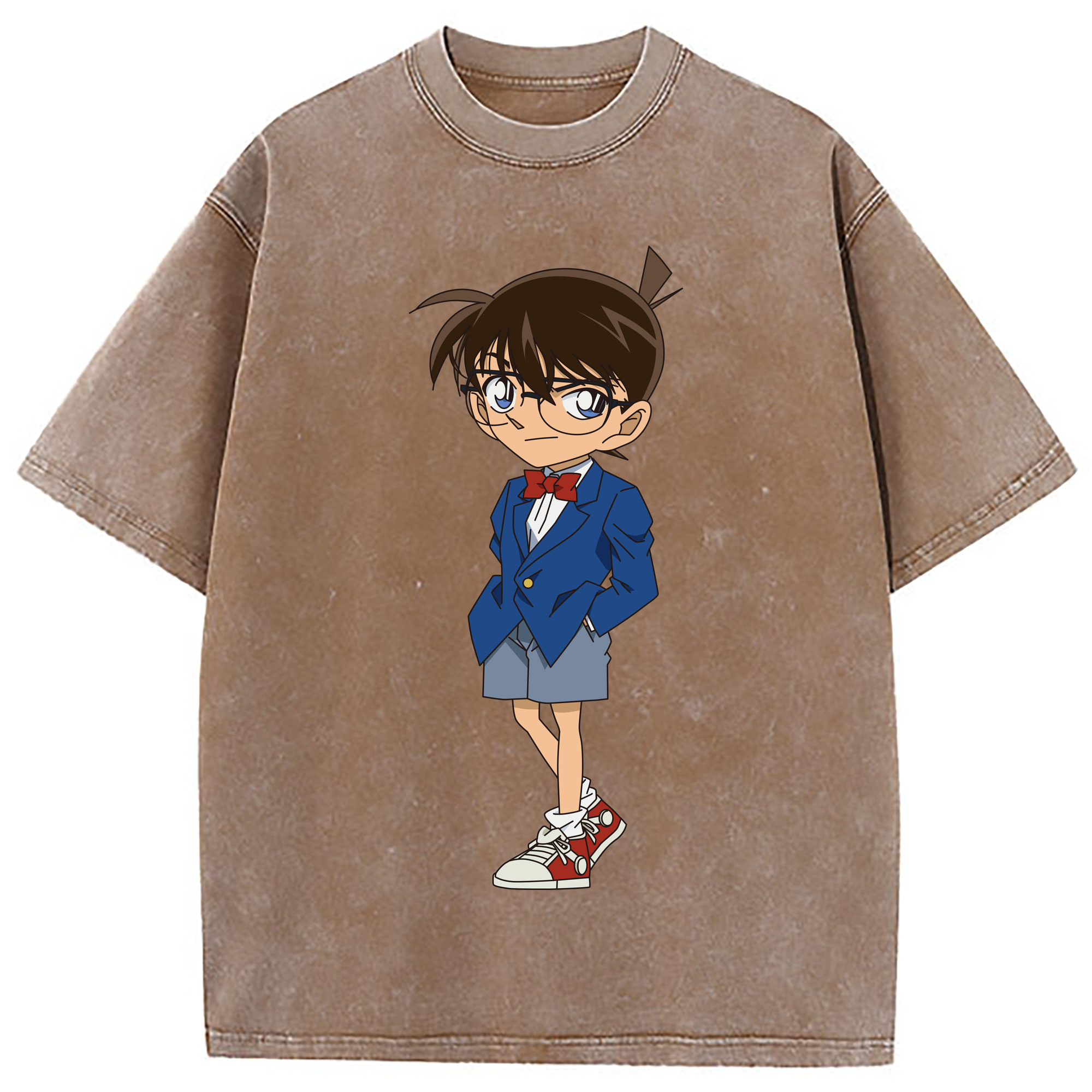 （画像用） 名探偵コナン 江戸川 コナン Detective Conan Conan Edogawa 綿100% ヴィンテージ風 半袖Tシャツ（フロントプリント）