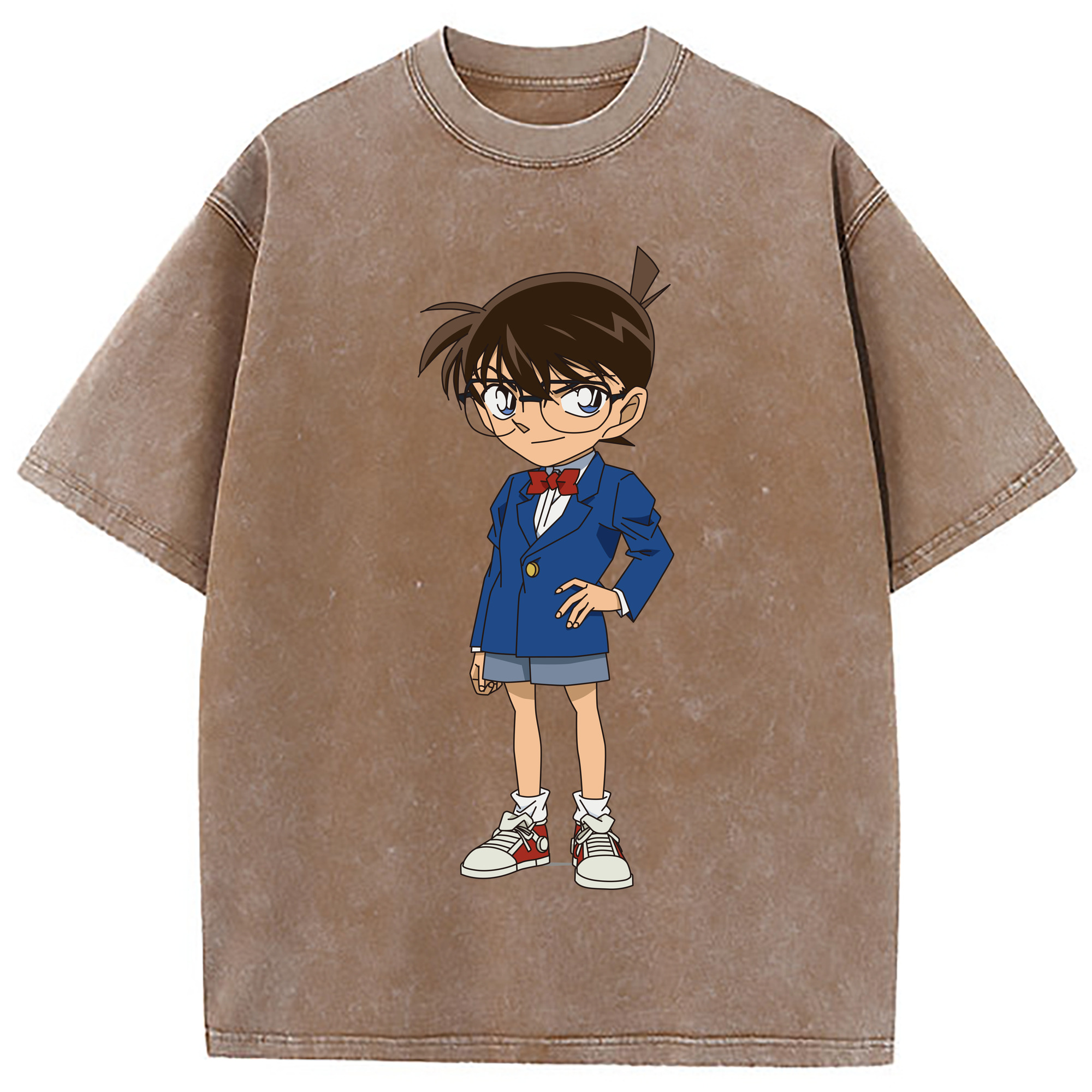 （画像用） 名探偵コナン 江戸川 コナン Detective Conan Conan Edogawa 綿100% ヴィンテージ風 半袖Tシャツ（フロントプリント）