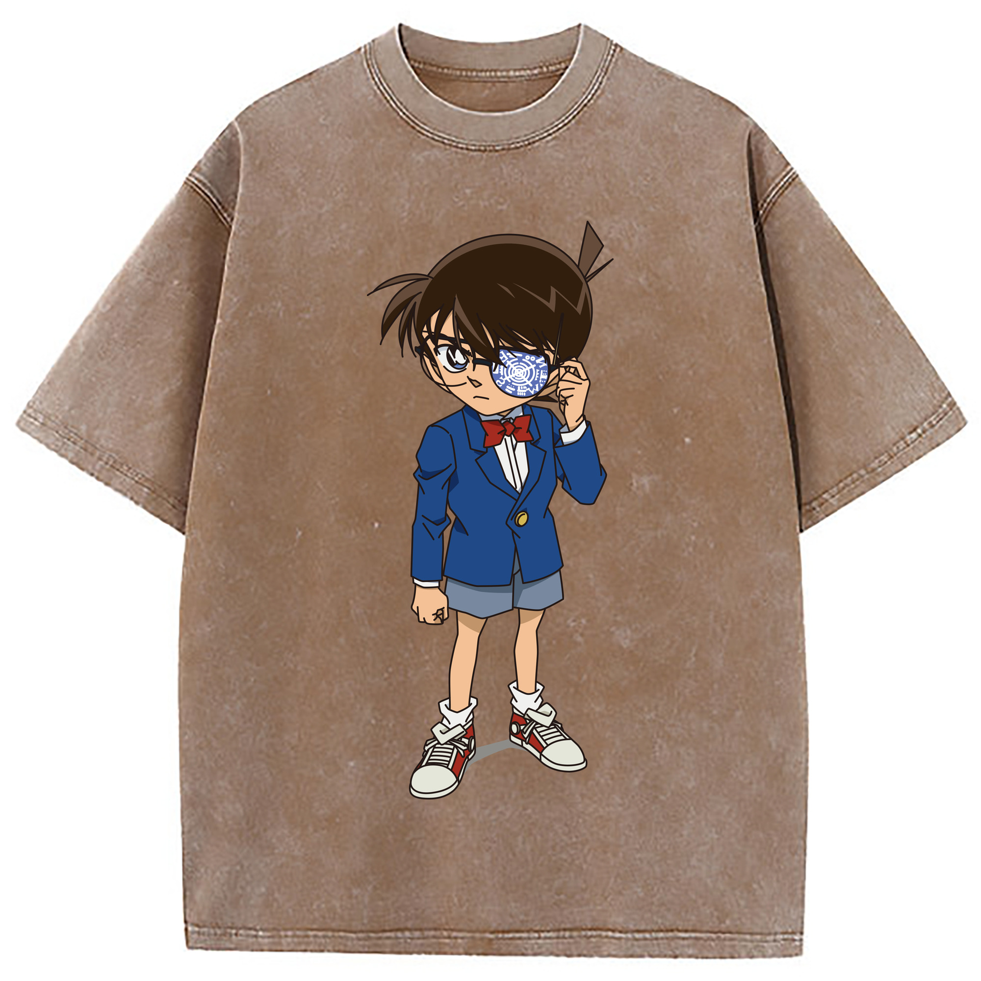 （画像用） 名探偵コナン 江戸川 コナン Detective Conan Conan Edogawa 綿100% ヴィンテージ風 半袖Tシャツ（フロントプリント）