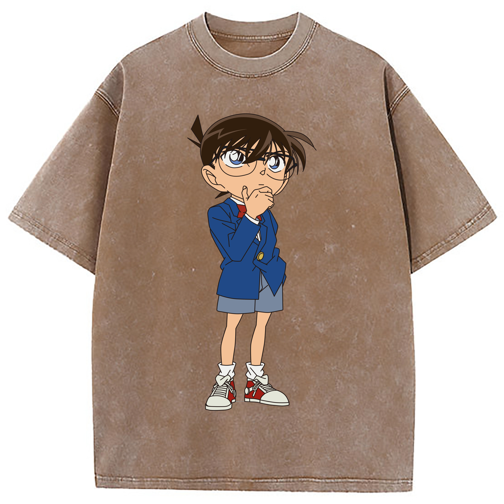 （画像用） 名探偵コナン 江戸川 コナン Detective Conan Conan Edogawa 綿100% ヴィンテージ風 半袖Tシャツ（フロントプリント）
