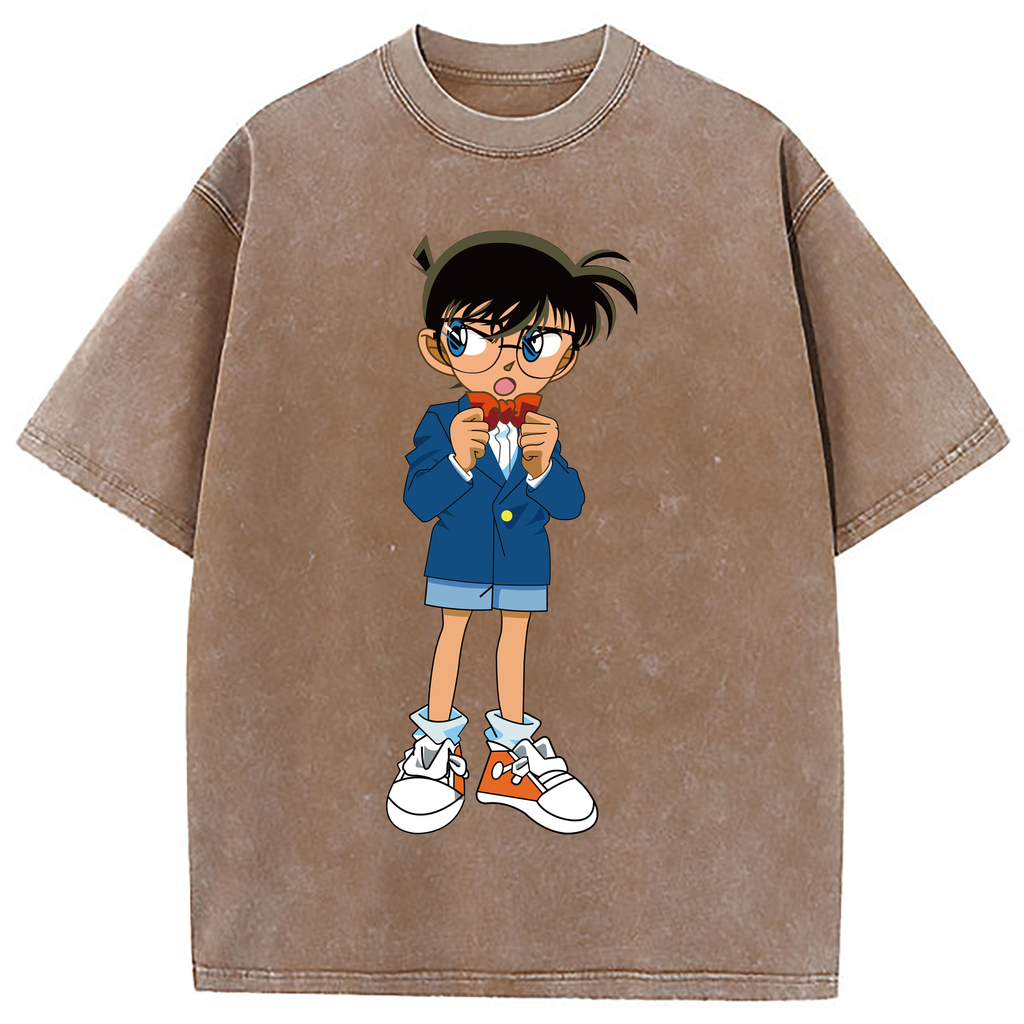 （画像用） 名探偵コナン 江戸川 コナン Detective Conan Conan Edogawa 綿100% ヴィンテージ風 半袖Tシャツ（フロントプリント）
