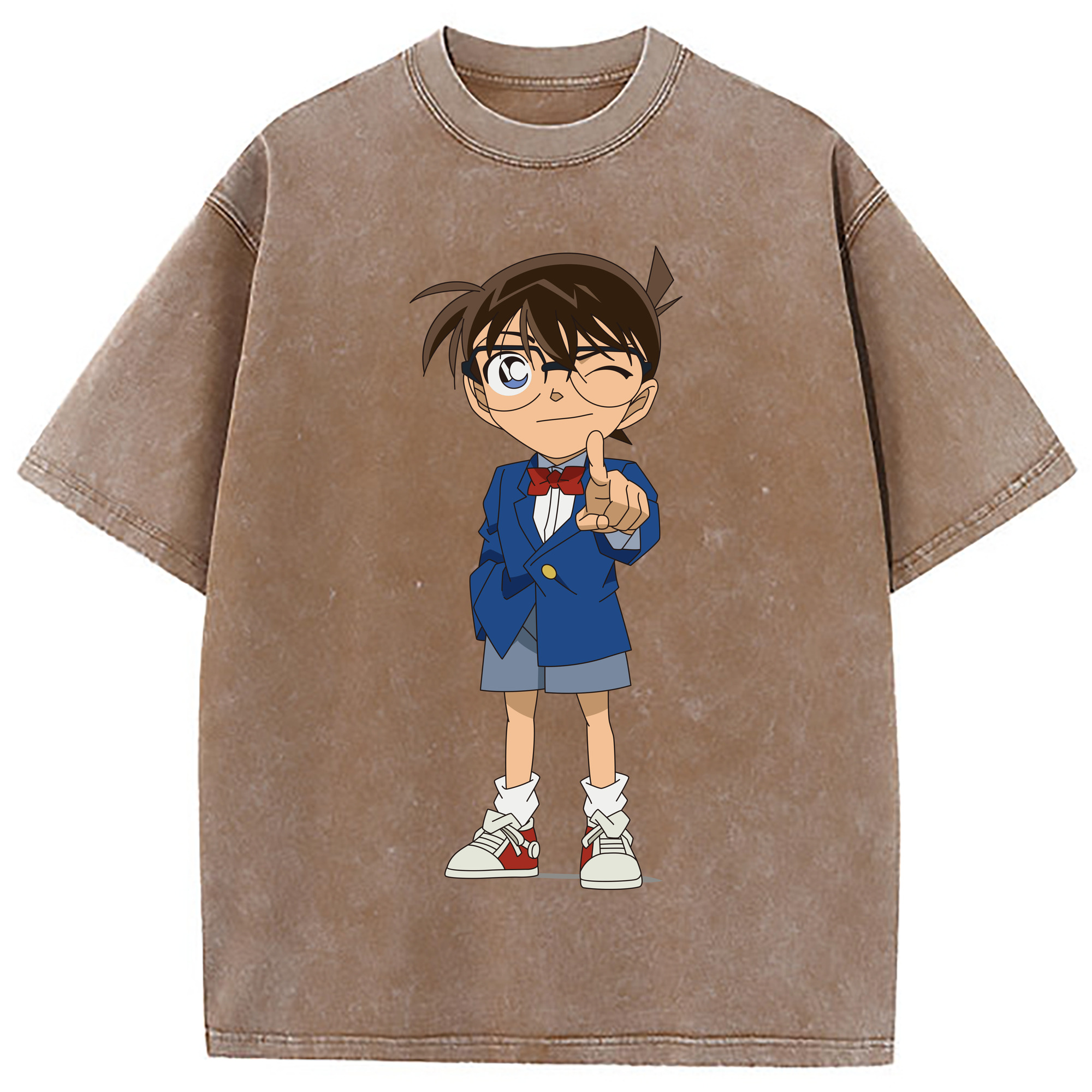 （画像用） 名探偵コナン 江戸川 コナン Detective Conan Conan Edogawa 綿100% ヴィンテージ風 半袖Tシャツ（フロントプリント）