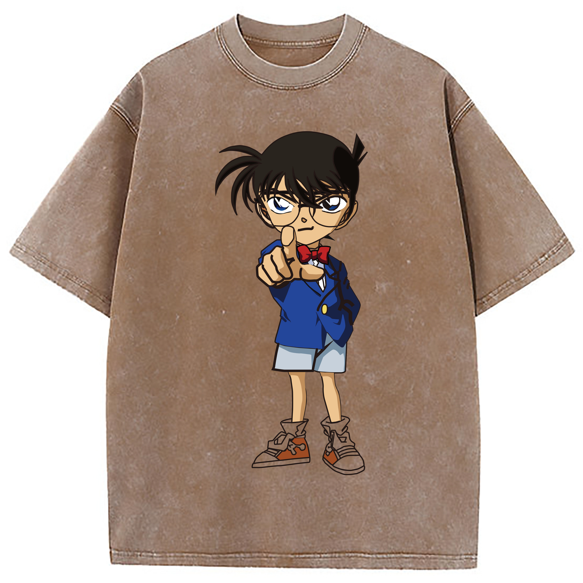 （画像用） 名探偵コナン 江戸川 コナン Detective Conan Conan Edogawa 綿100% ヴィンテージ風 半袖Tシャツ（フロントプリント）