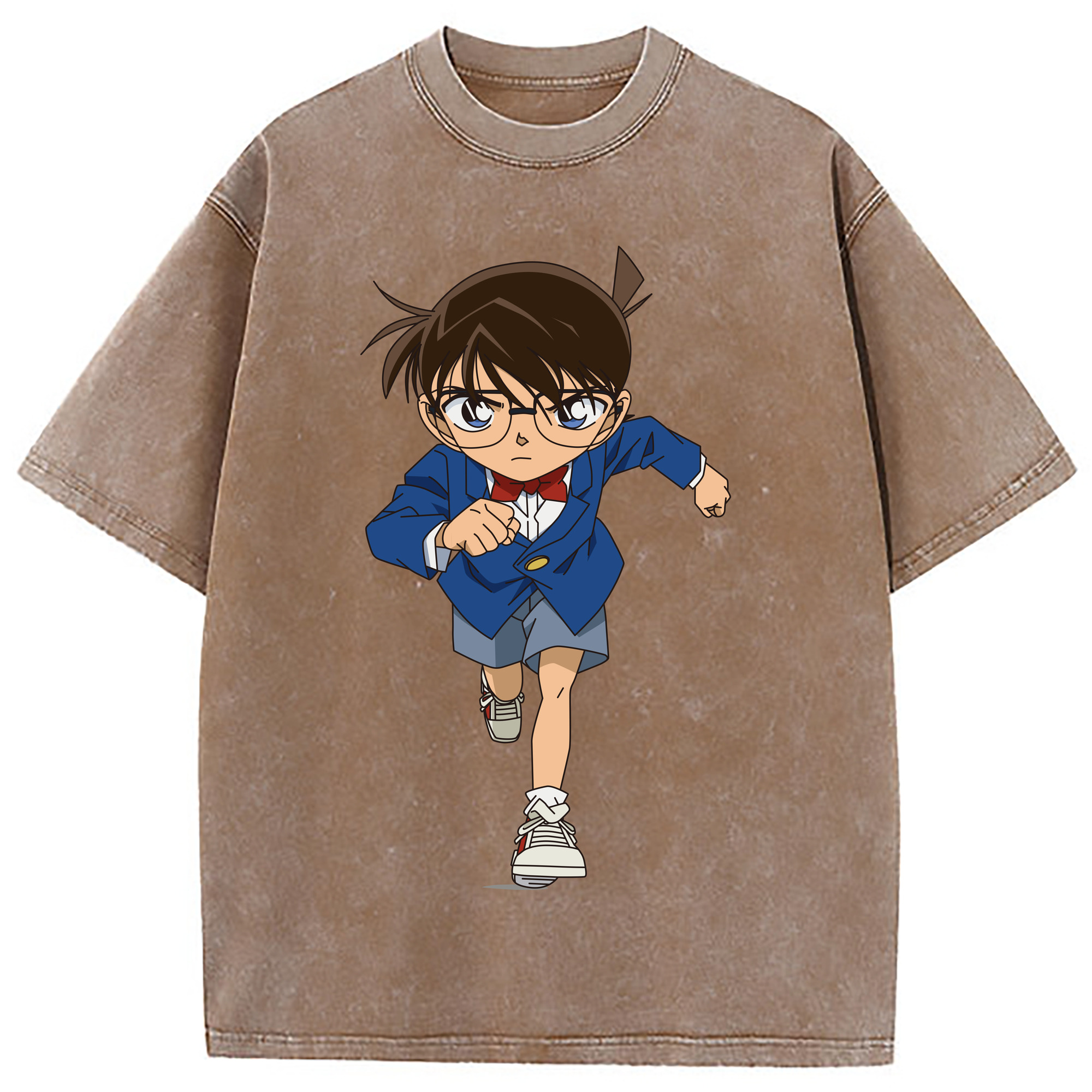 （画像用） 名探偵コナン 江戸川 コナン Detective Conan Conan Edogawa 綿100% ヴィンテージ風 半袖Tシャツ（フロントプリント）