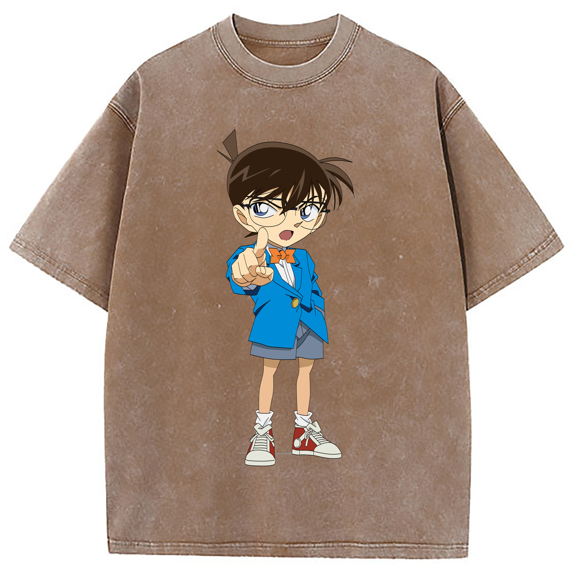 （画像用） 名探偵コナン 江戸川 コナン Detective Conan Conan Edogawa 綿100% ヴィンテージ風 半袖Tシャツ（フロントプリント）