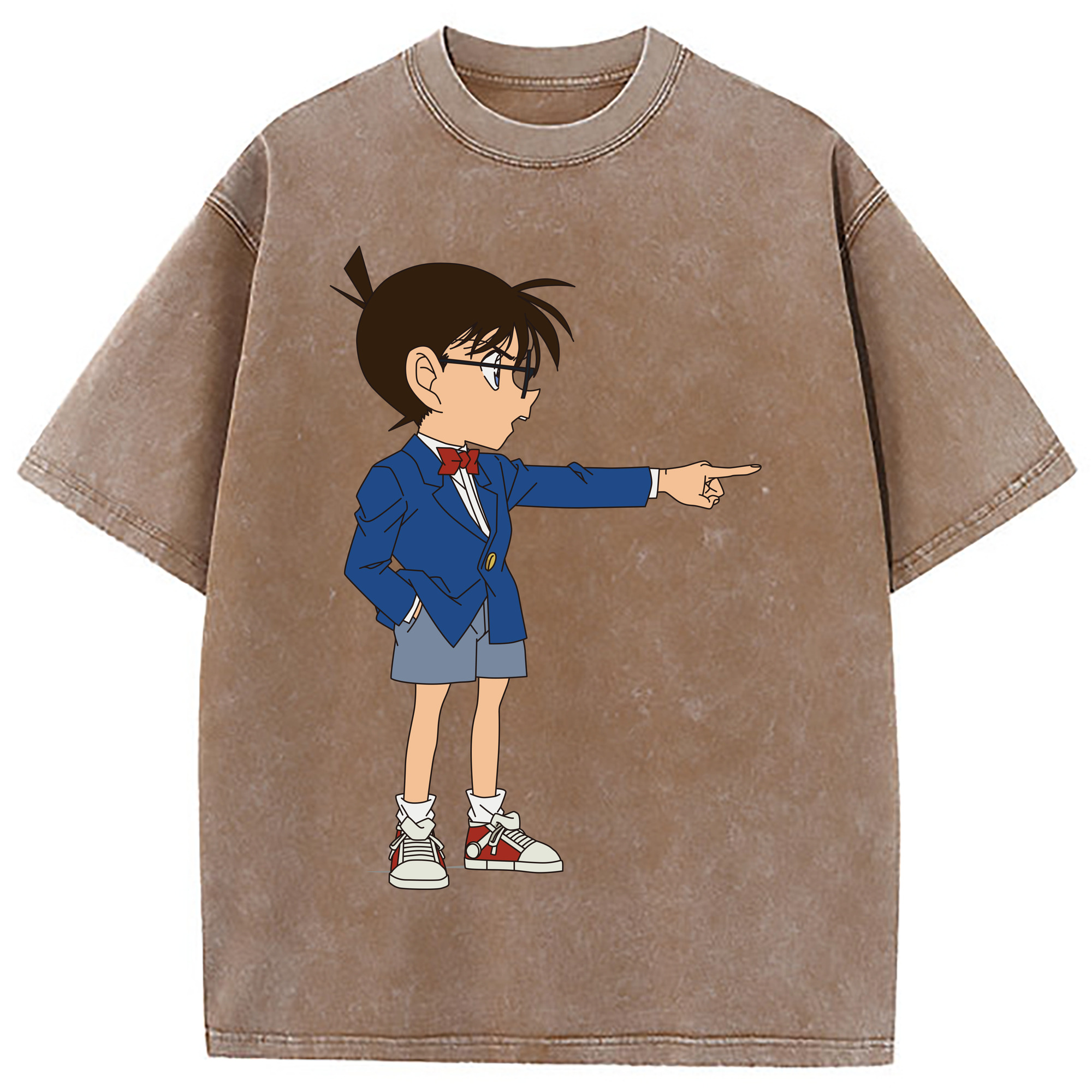 （画像用） 名探偵コナン 江戸川 コナン Detective Conan Conan Edogawa 綿100% ヴィンテージ風 半袖Tシャツ（フロントプリント）