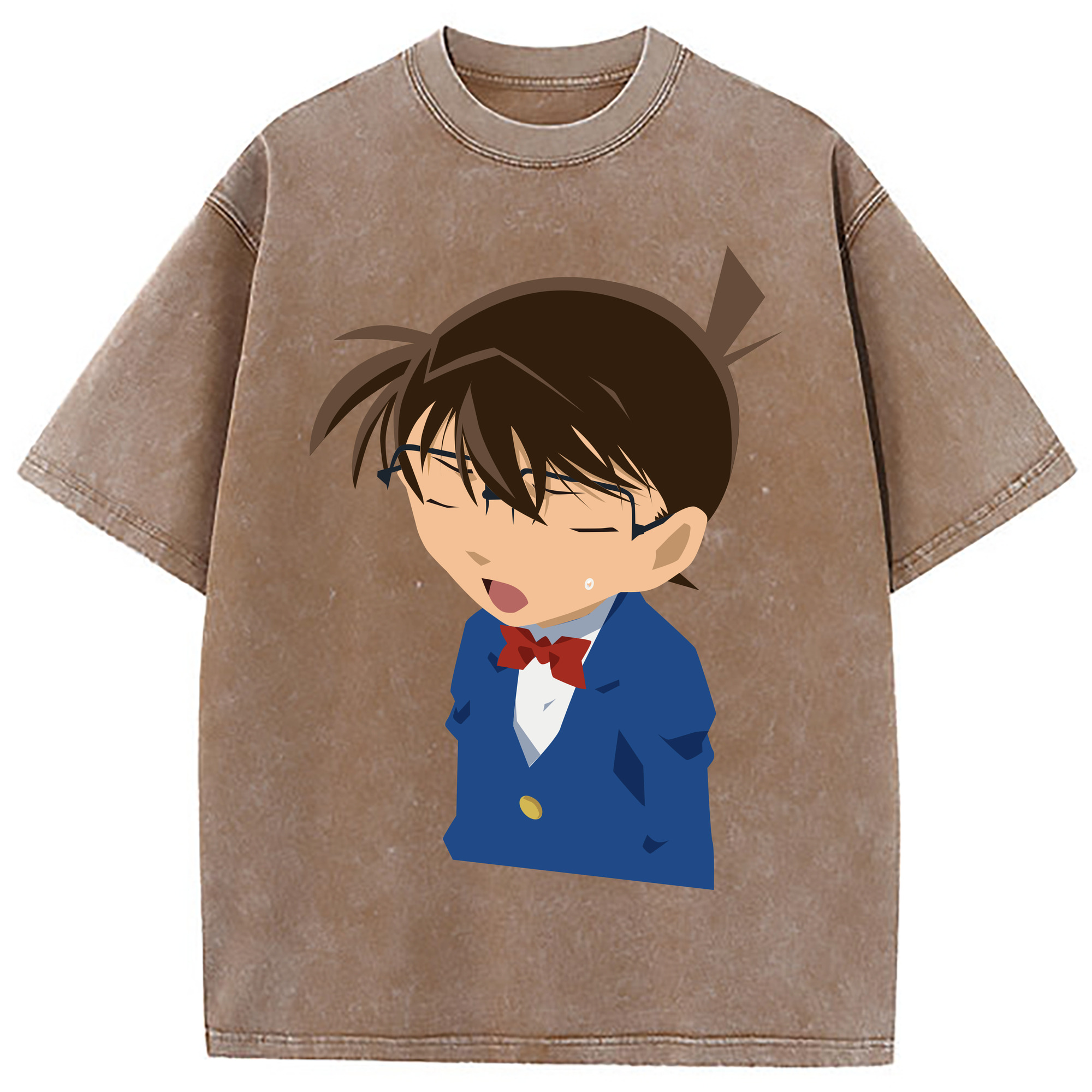 （画像用） 名探偵コナン 江戸川 コナン Detective Conan Conan Edogawa 綿100% ヴィンテージ風 半袖Tシャツ（フロントプリント）