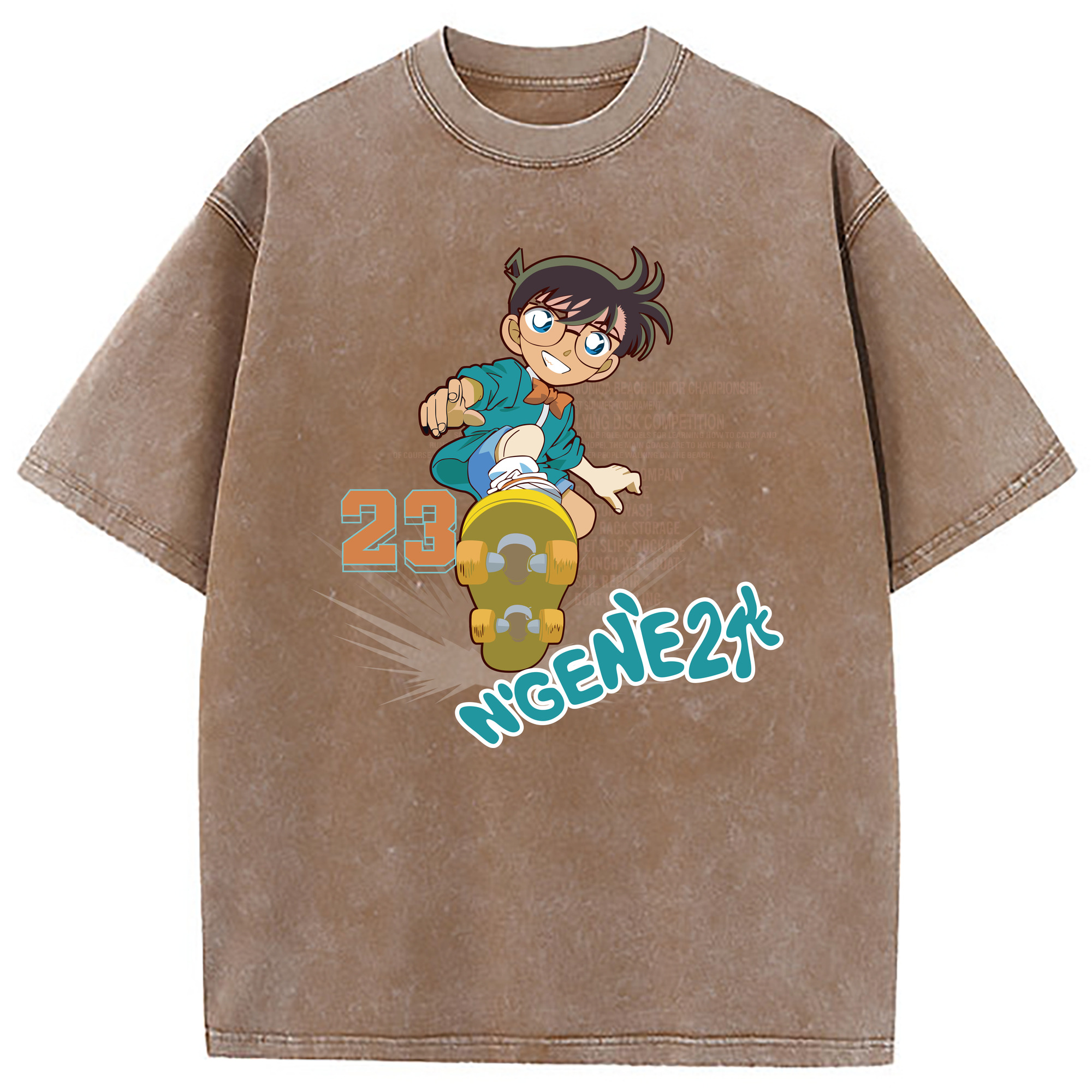 （画像用） 名探偵コナン 江戸川 コナン Detective Conan Conan Edogawa 綿100% ヴィンテージ風 半袖Tシャツ（フロントプリント）