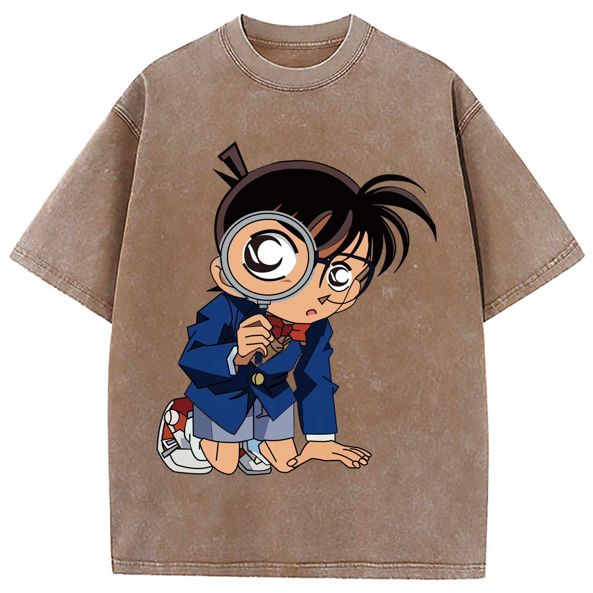 （画像用） 名探偵コナン 江戸川 コナン Detective Conan Conan Edogawa 綿100% ヴィンテージ風 半袖Tシャツ（フロントプリント）