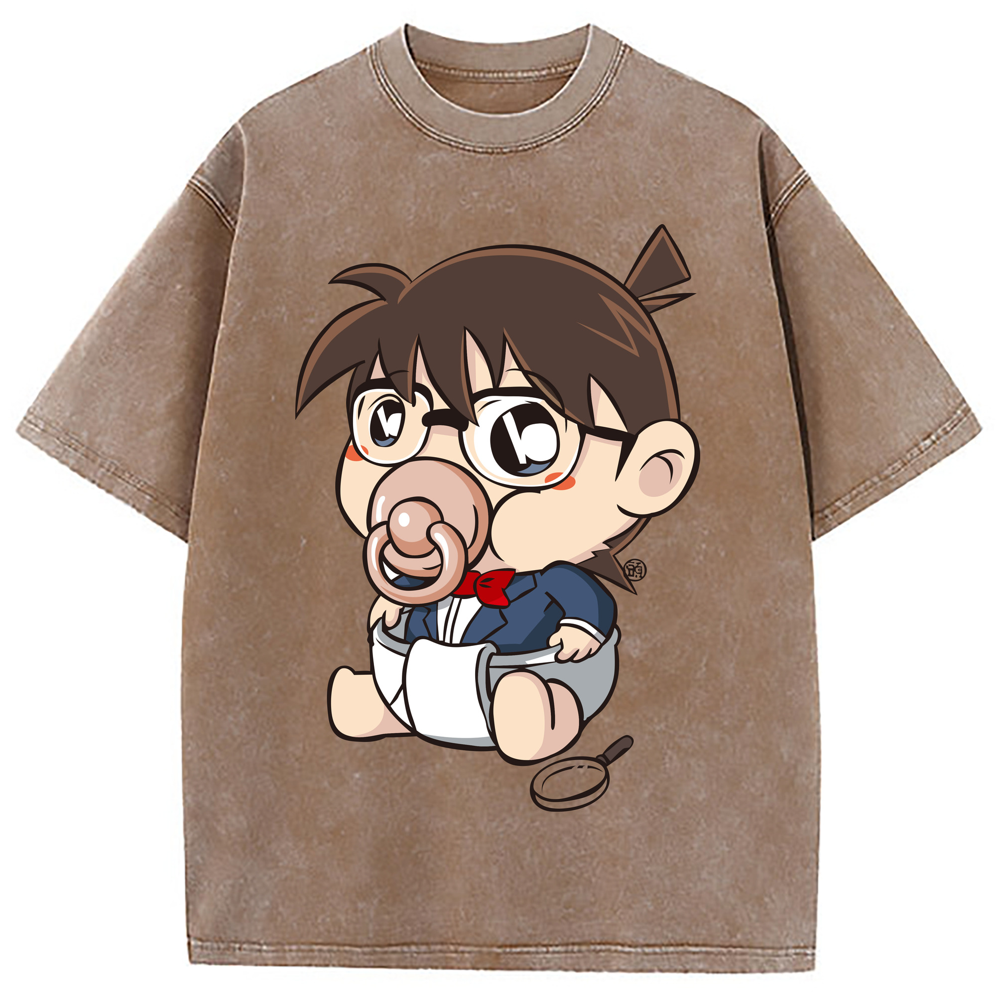 （画像用） 名探偵コナン 江戸川 コナン Detective Conan Conan Edogawa 綿100% ヴィンテージ風 半袖Tシャツ（フロントプリント）