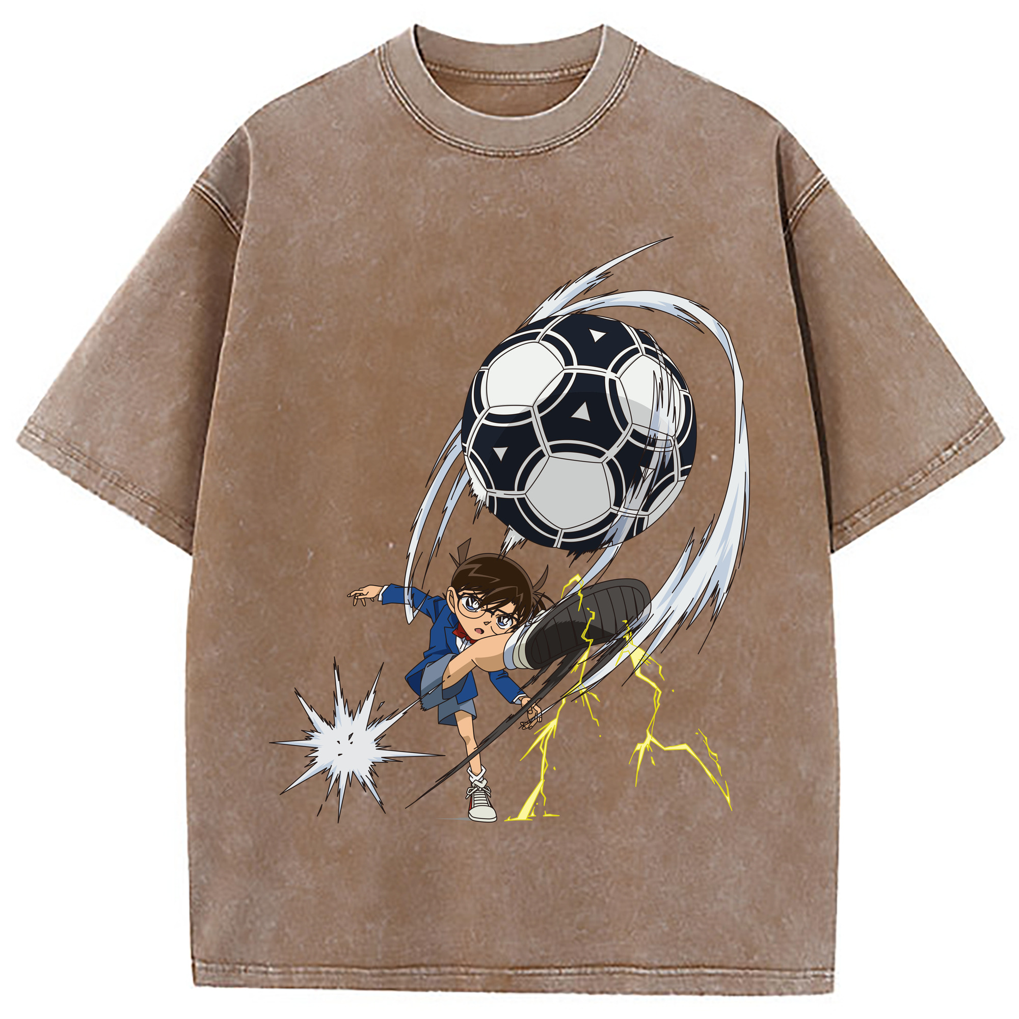 （画像用） 名探偵コナン 江戸川 コナン Detective Conan Conan Edogawa 綿100% ヴィンテージ風 半袖Tシャツ（フロントプリント）