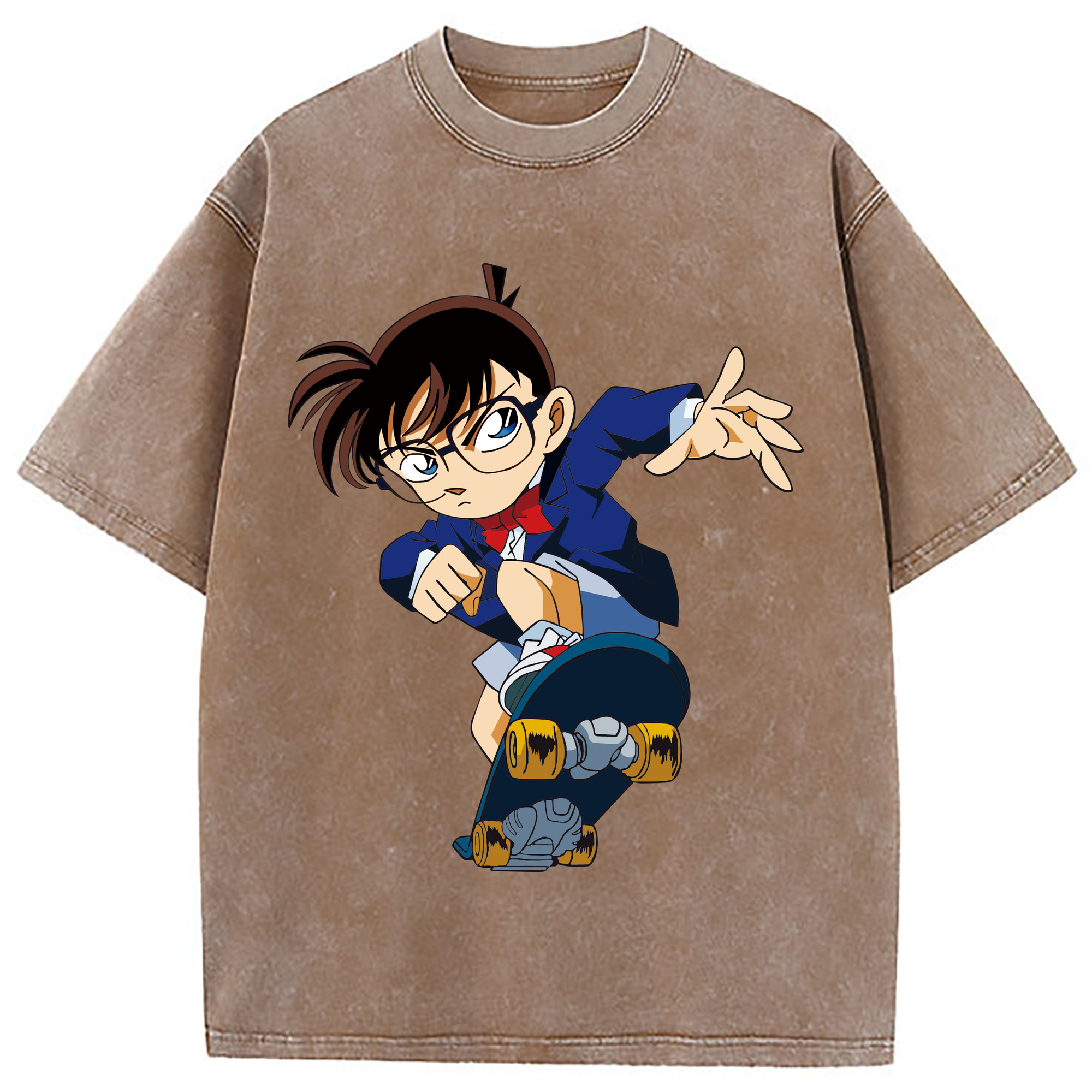 （画像用） 名探偵コナン 江戸川 コナン Detective Conan Conan Edogawa 綿100% ヴィンテージ風 半袖Tシャツ（フロントプリント）