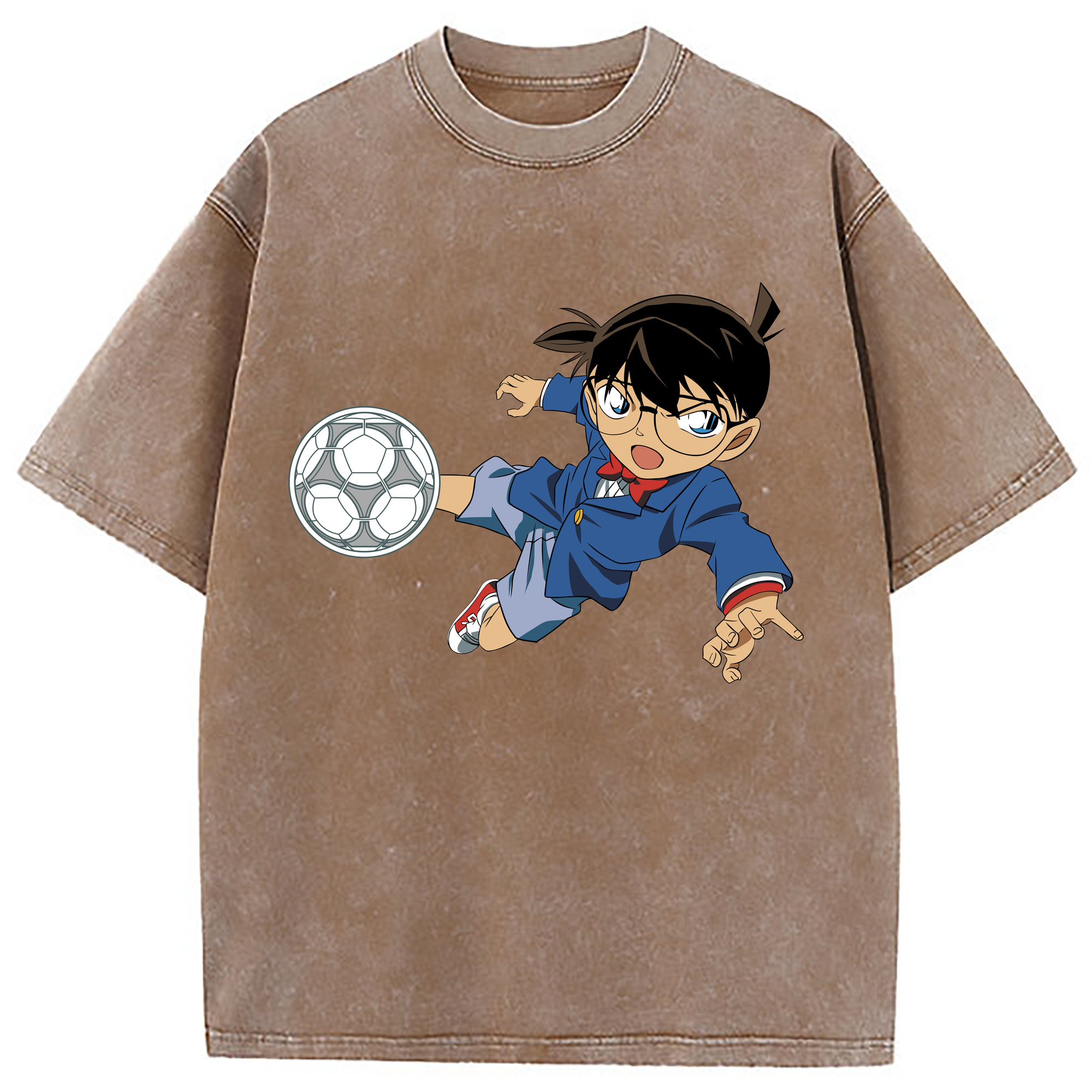 （画像用） 名探偵コナン 江戸川 コナン Detective Conan Conan Edogawa 綿100% ヴィンテージ風 半袖Tシャツ（フロントプリント）