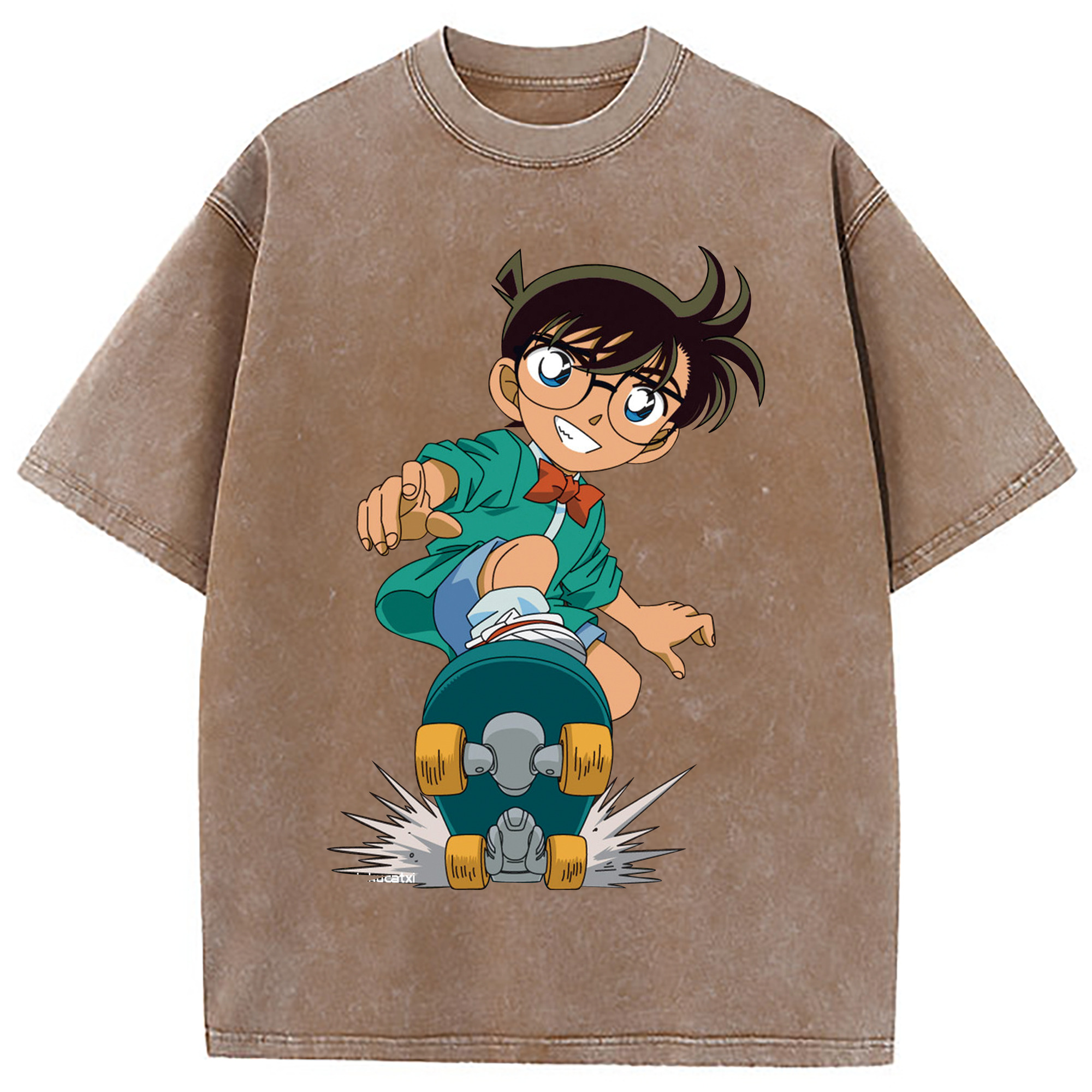 （画像用） 名探偵コナン 江戸川 コナン Detective Conan Conan Edogawa 綿100% ヴィンテージ風 半袖Tシャツ（フロントプリント）