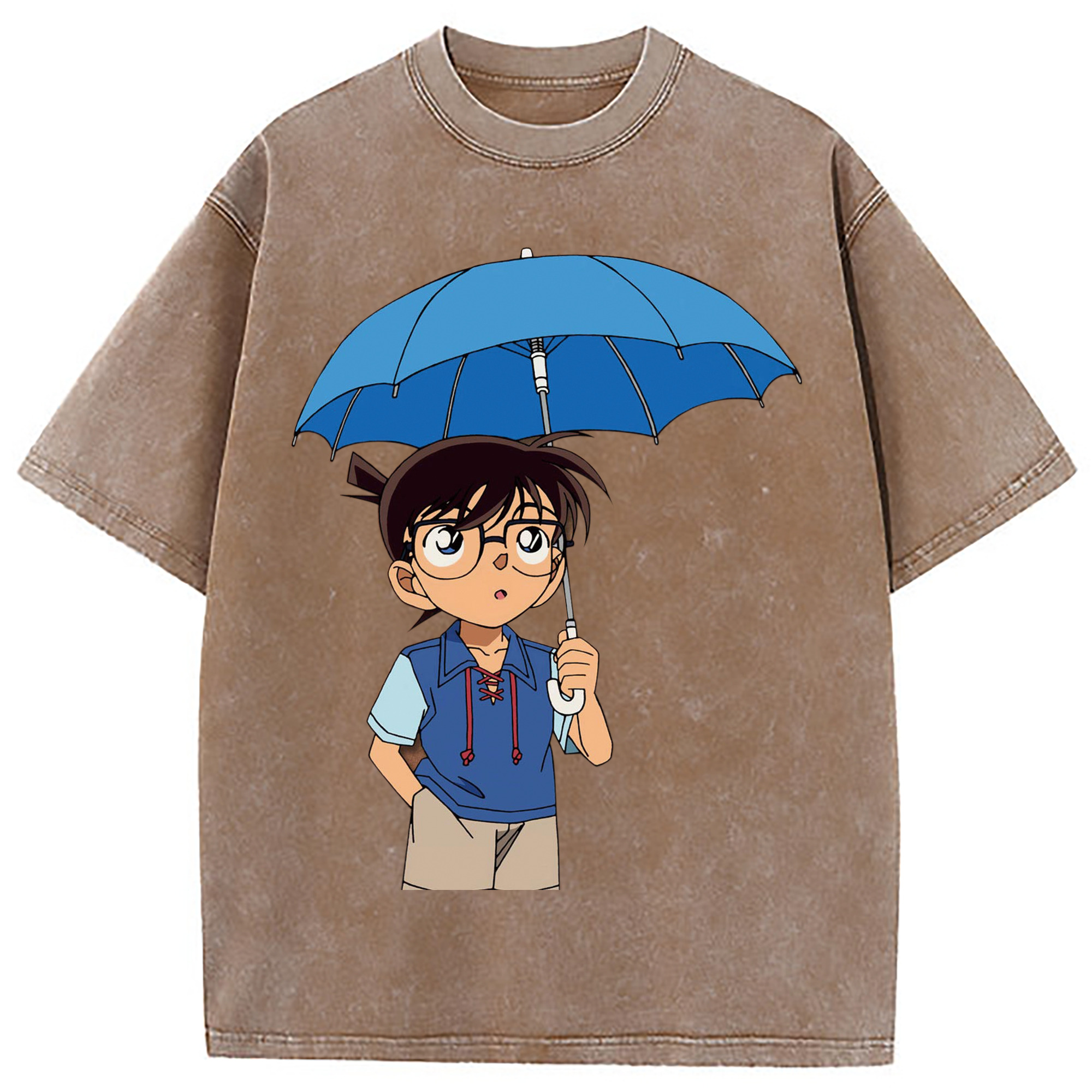 （画像用） 名探偵コナン 江戸川 コナン Detective Conan Conan Edogawa 綿100% ヴィンテージ風 半袖Tシャツ（フロントプリント）